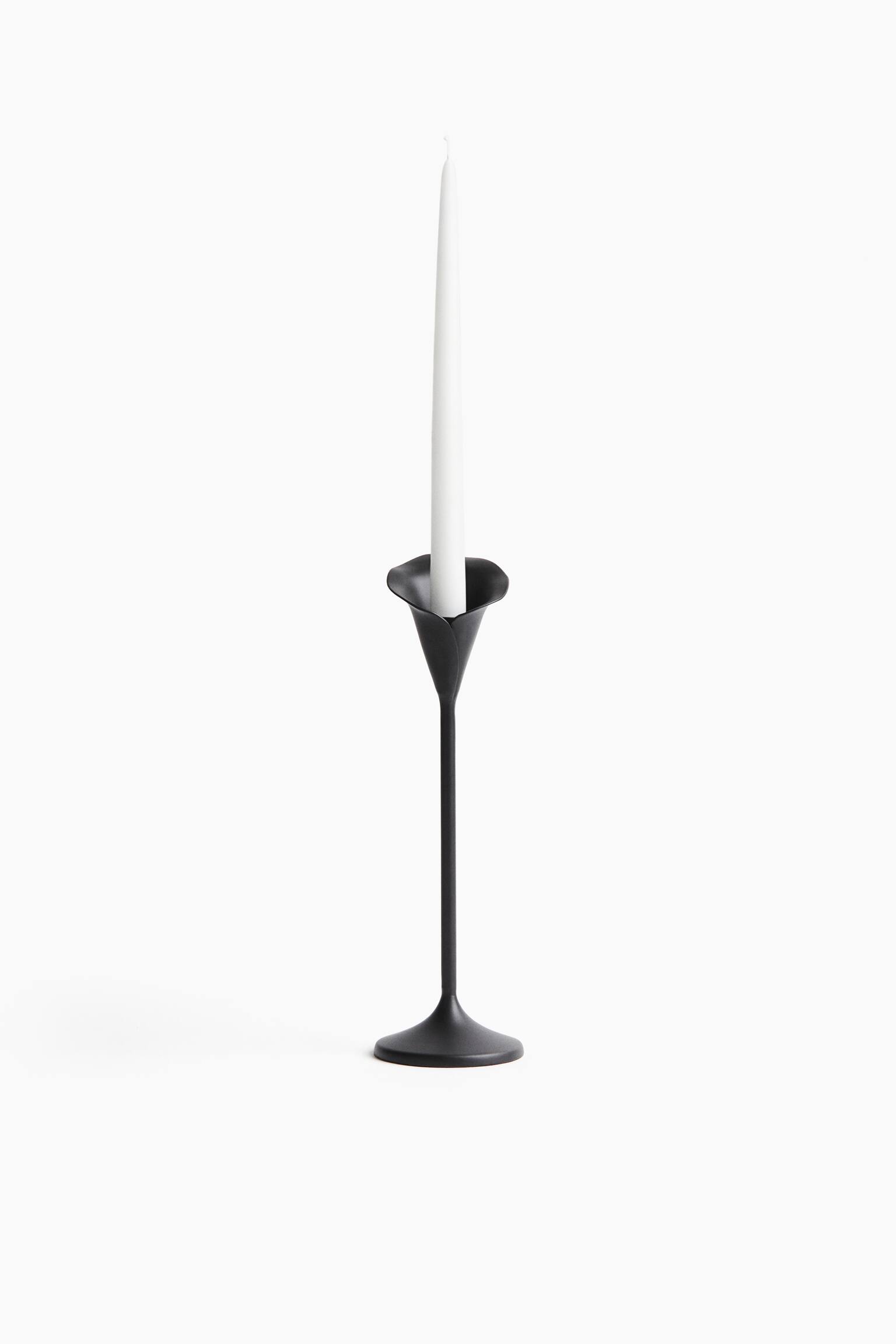 Tall flower-shaped candlestick - Black
