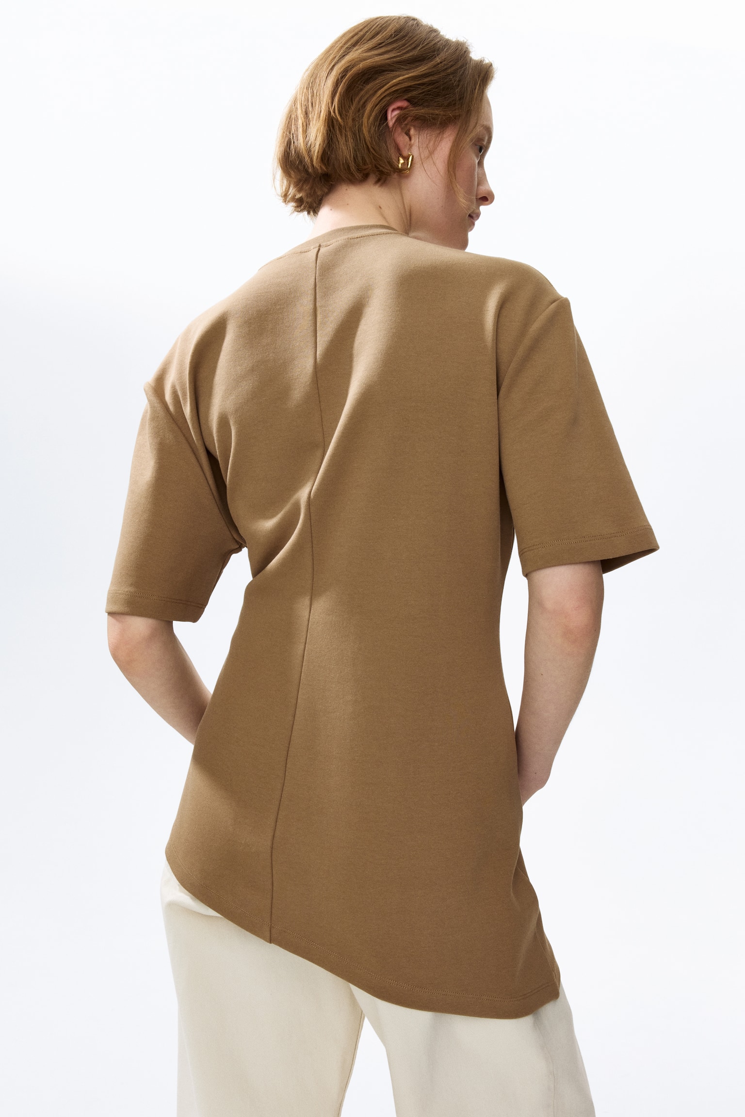 Женский топ H&M Draped-Detail Asymmetric Top, цвет: Серо-коричневый — фото 5