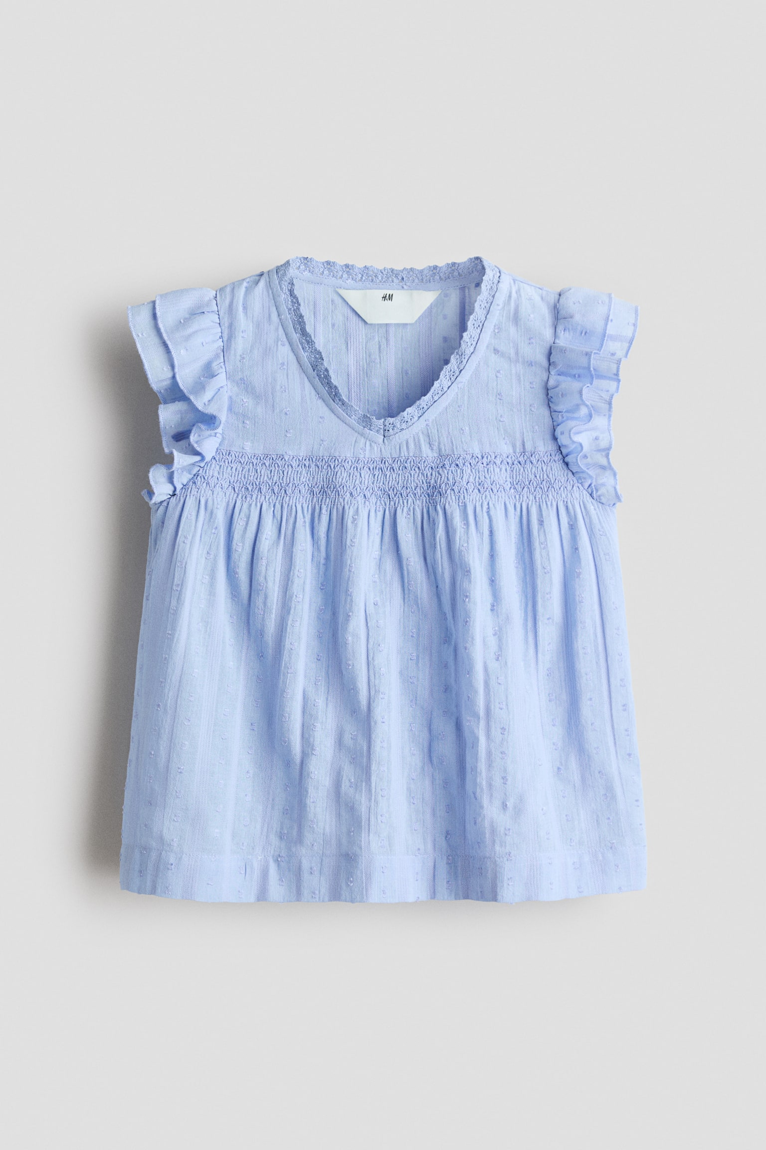 Flutter-sleeved blouse - Light blue/Light pink/White