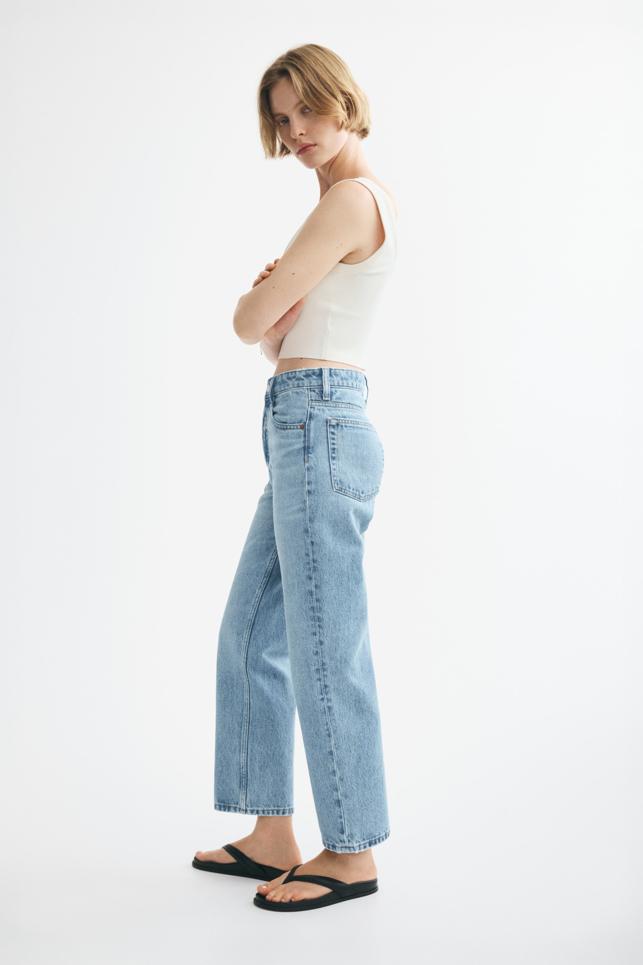 Agrandir l'image: Straight High Waist Ankle Jeans - Bleu denim clair - FEMME | H&M BE 1