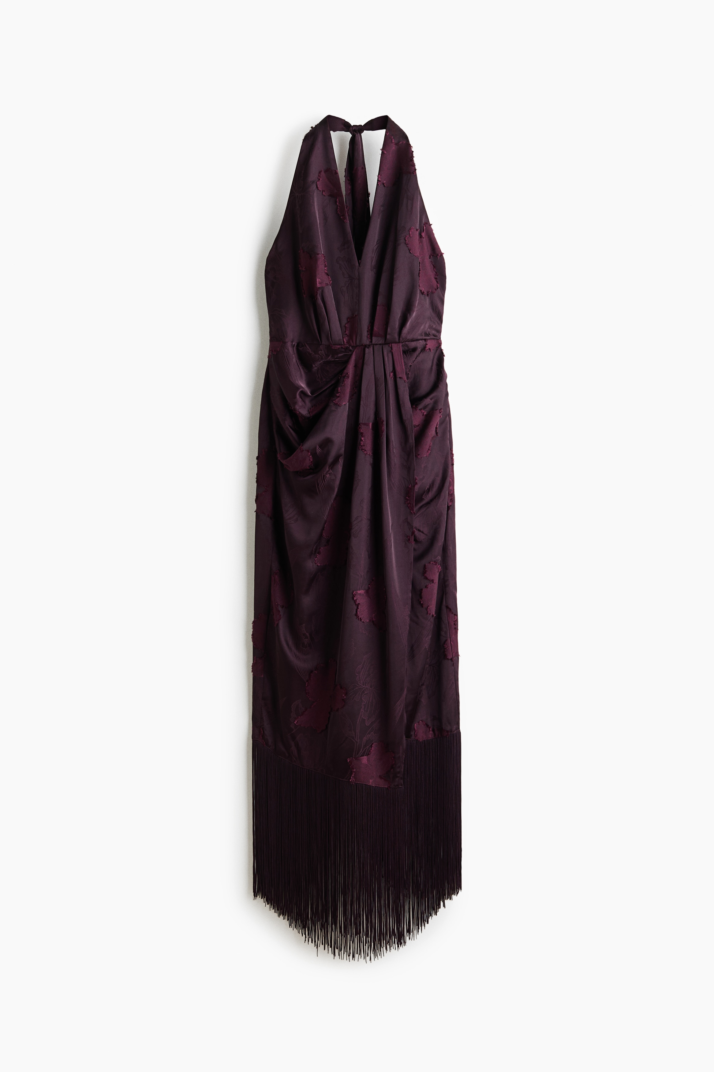 Fringed jacquard-weave dress - Dark plum purple