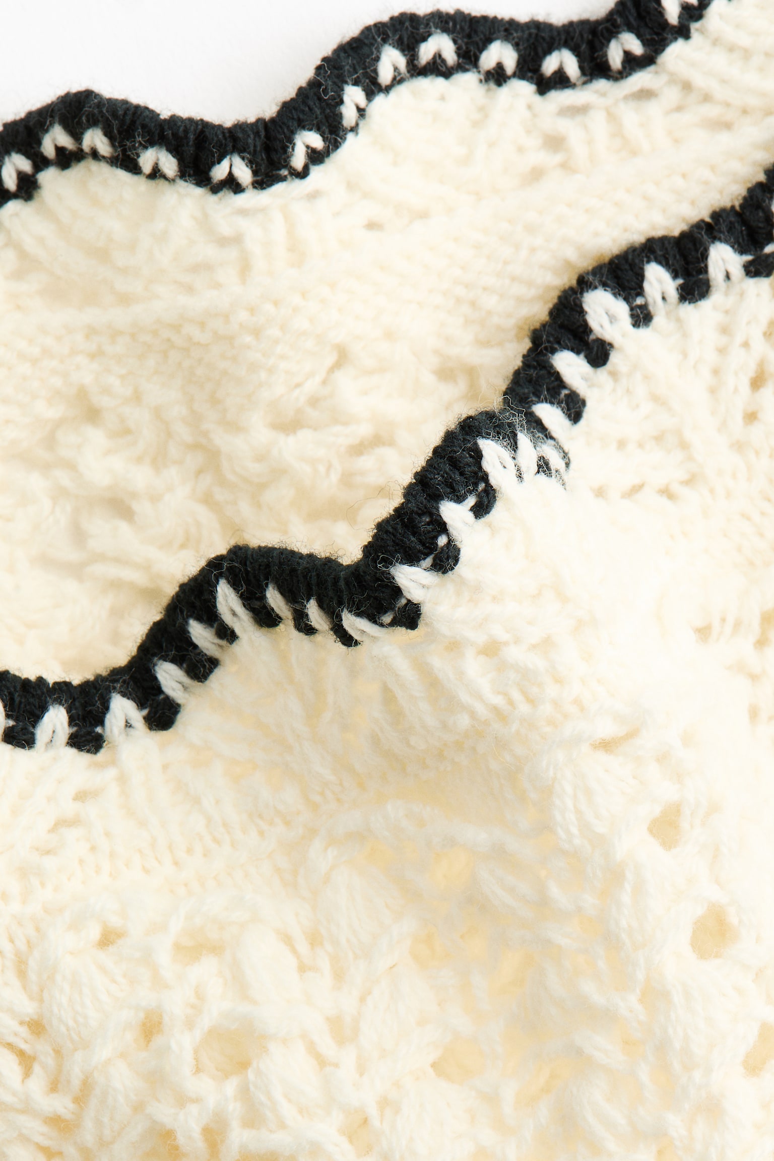 Crochet-look beach skirt - White/Dark brown - 2