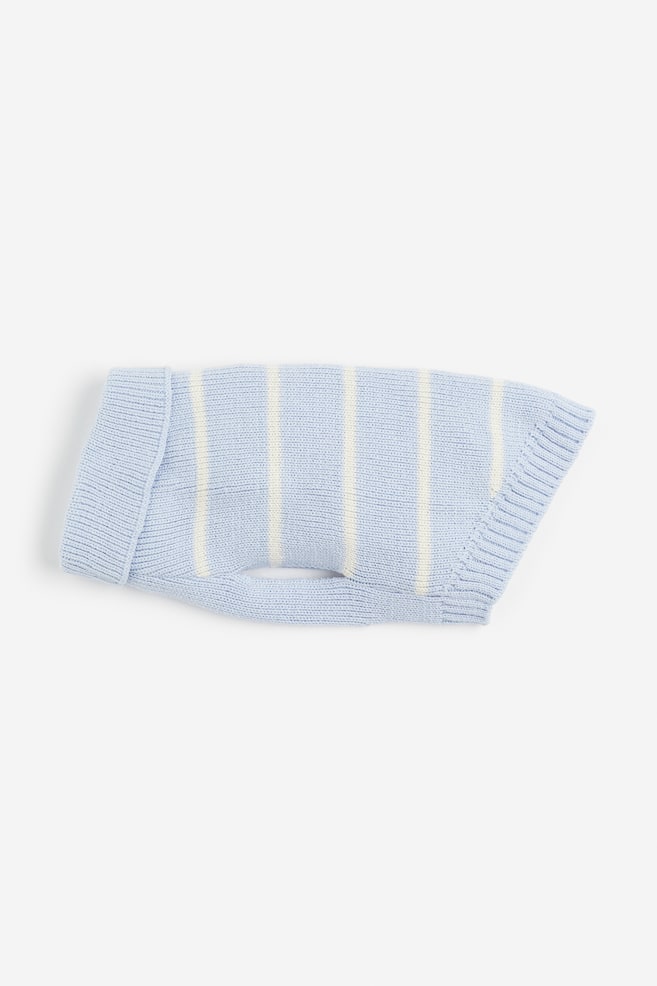 Rib-knit dog jumper - Light blue/Striped/Black/Striped - 2