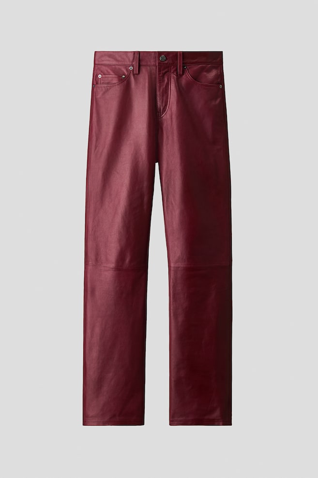 Regular Fit Leather trousers - Dark red/Black - 1