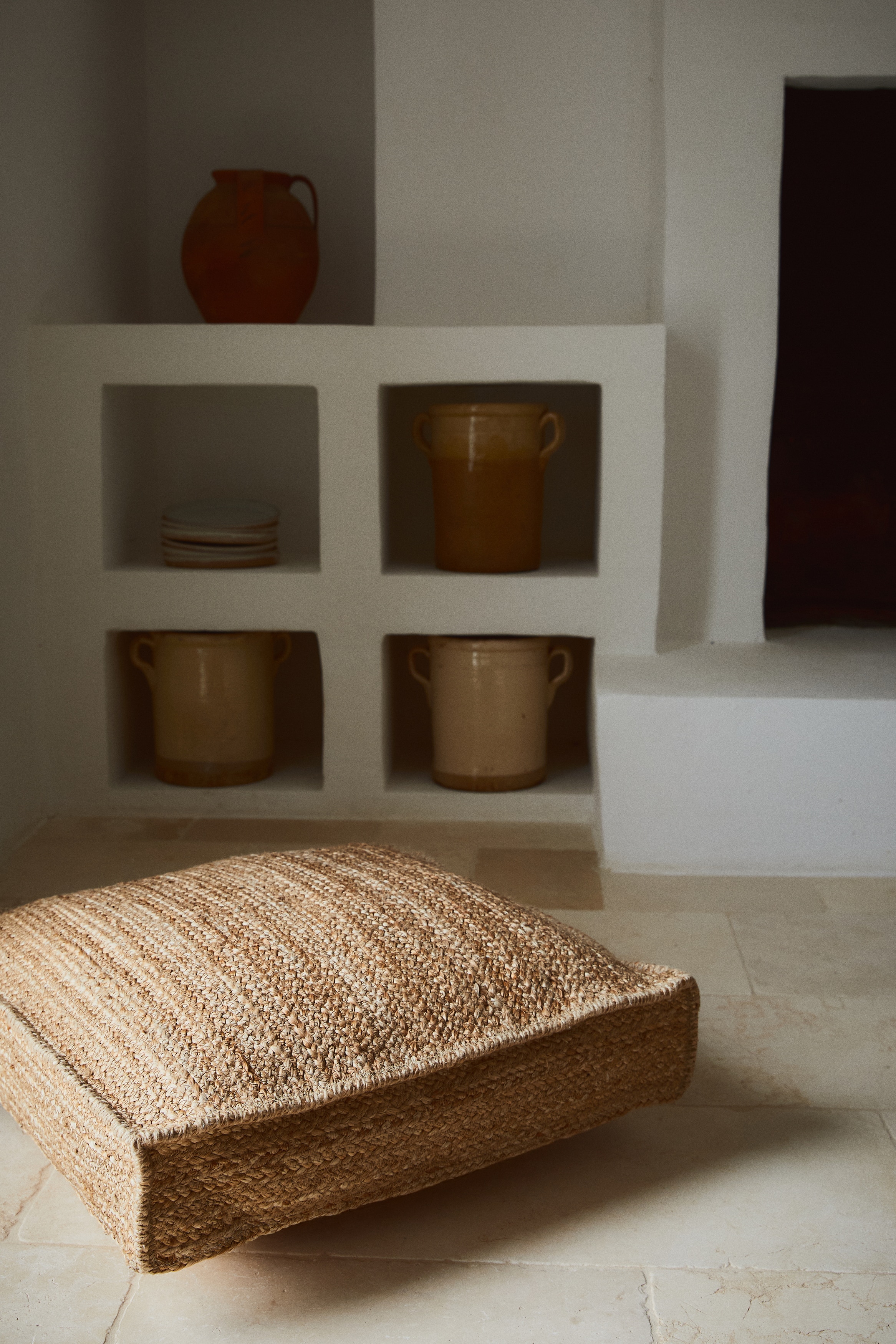 Jute floor cushion - Beige