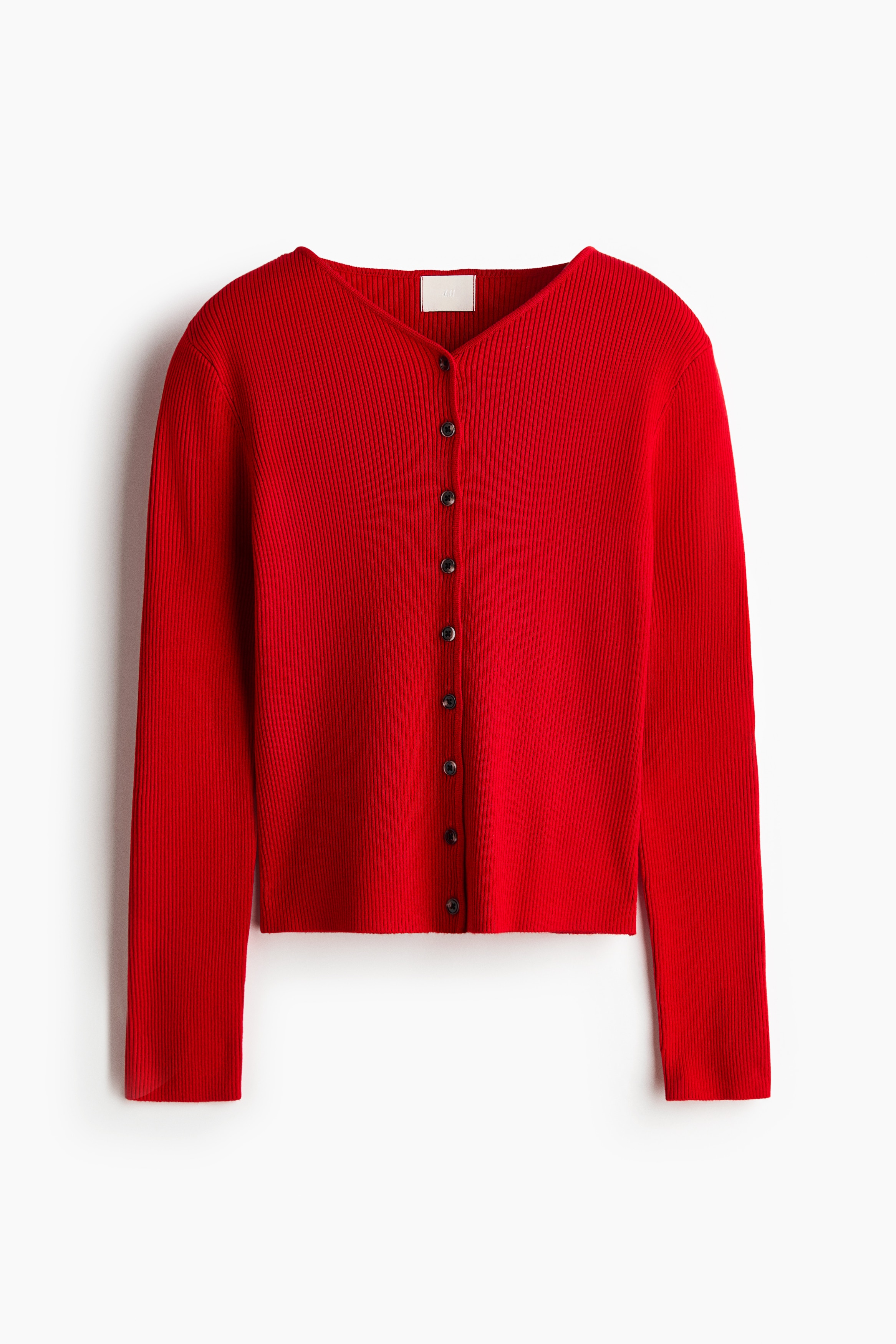 Rib-knit viscose-blend cardigan - Red/Dark grey/Dusty pink