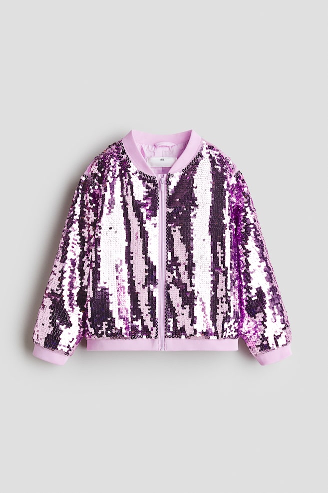 Sequined bomber jacket - Purple/Rainbow/Pink/Sequins/Pink/Hearts - 1