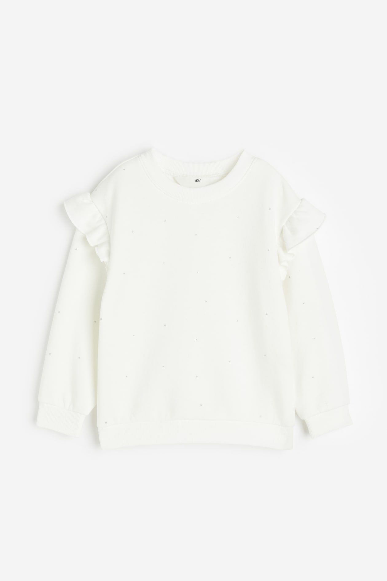 Frill-trimmed sweatshirt Natural white Kids H&M