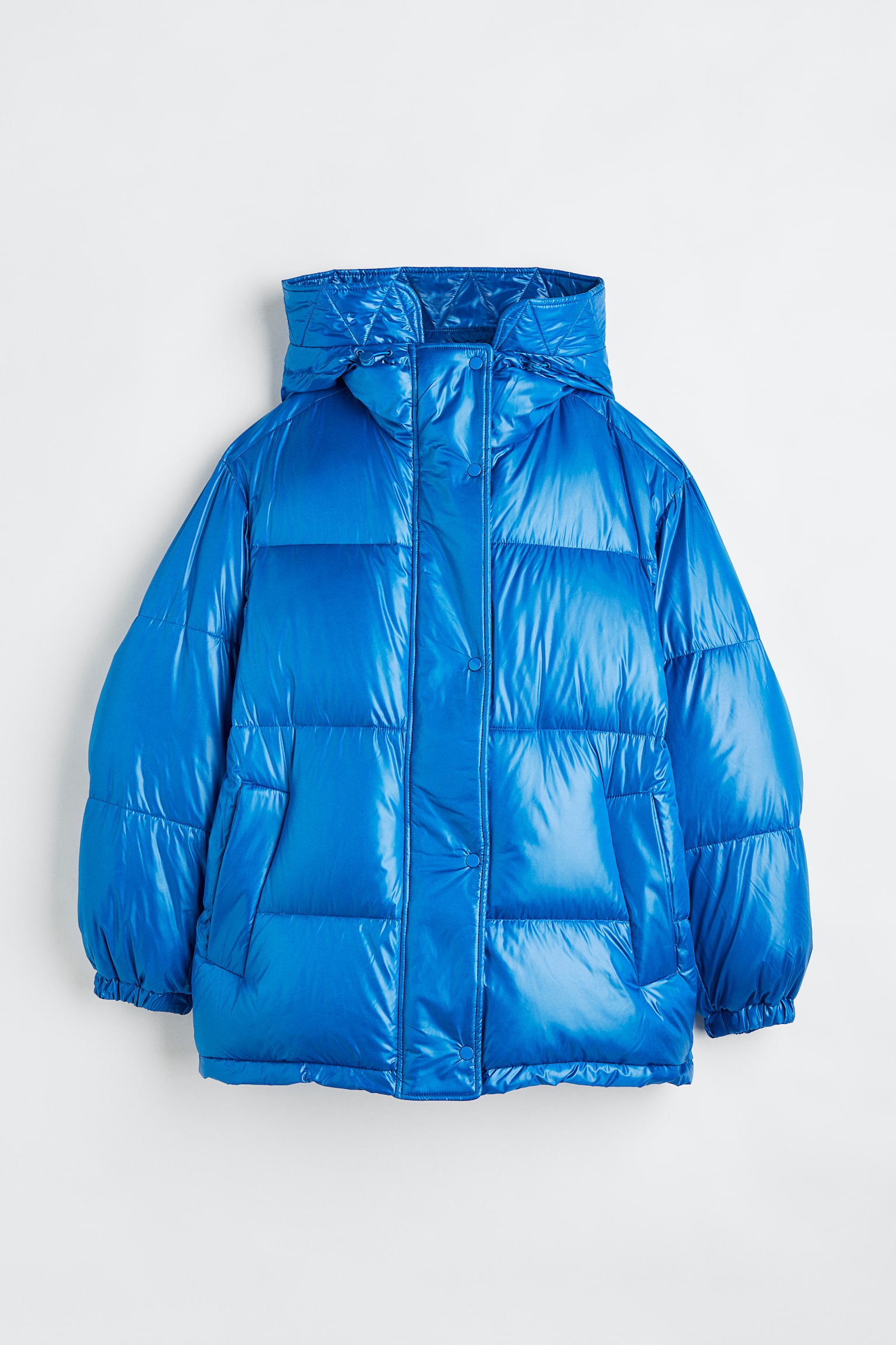 Oversized puffer jacket - Blue/Black/Light beige - 1