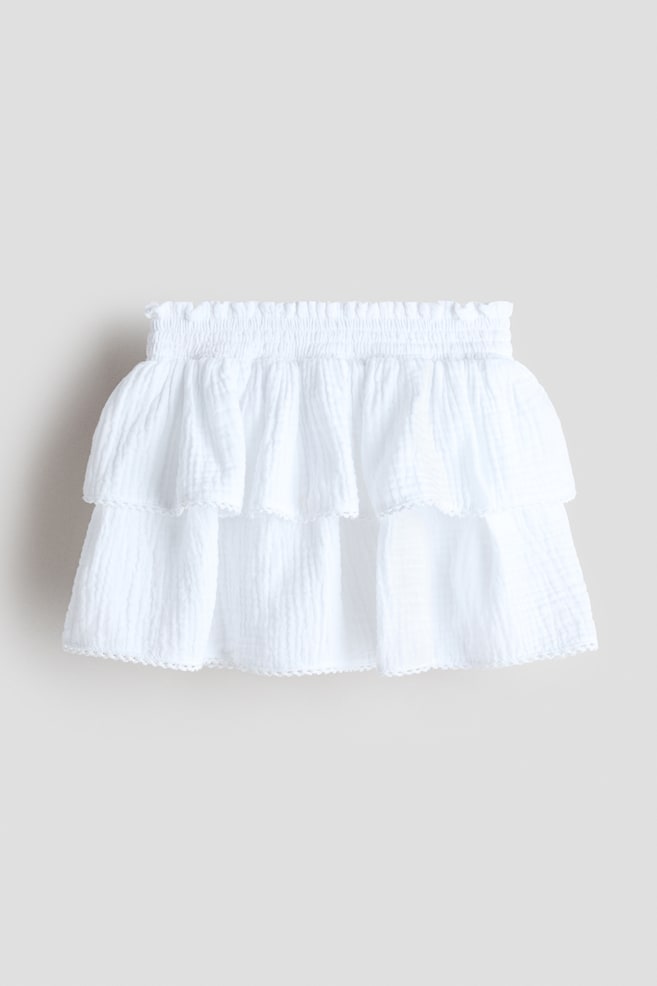 Tiered Muslin Skirt - White/Light pink/floral - 1
