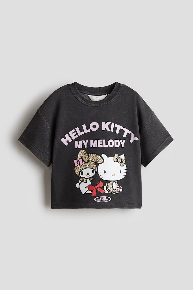 Printed T-shirt - Grey/Hello Kitty/Light grey/Lilo & Stitch/Cream/Hello Kitty/Dark grey/Lilo & Stitch/White/My Melody/Grey/Kuromi - 1