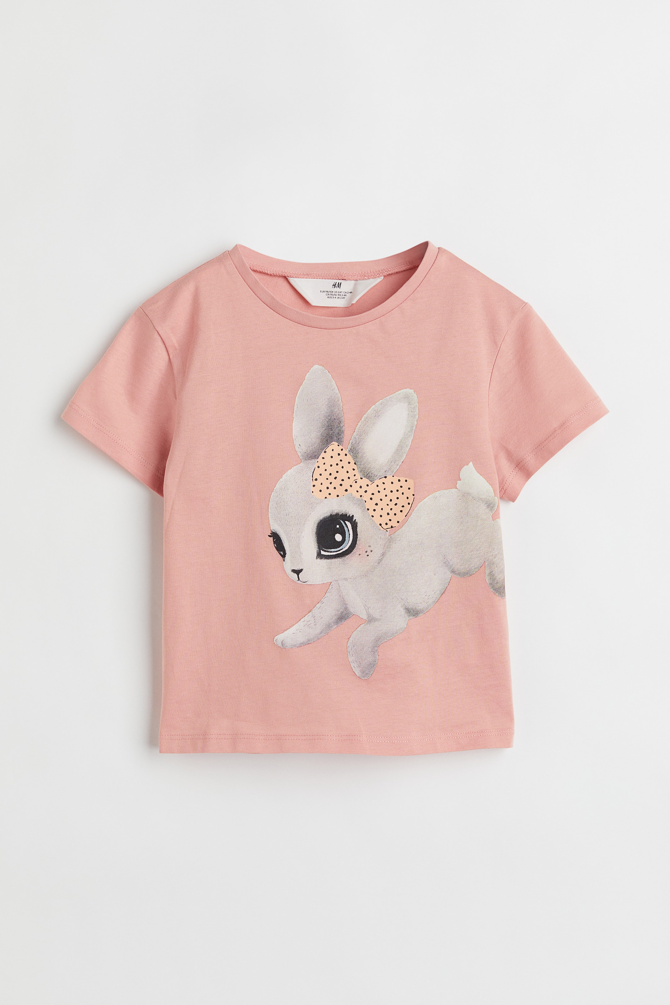 View larger image: Printed T-shirt - Light pink/Rabbit - Kids | H&M 1