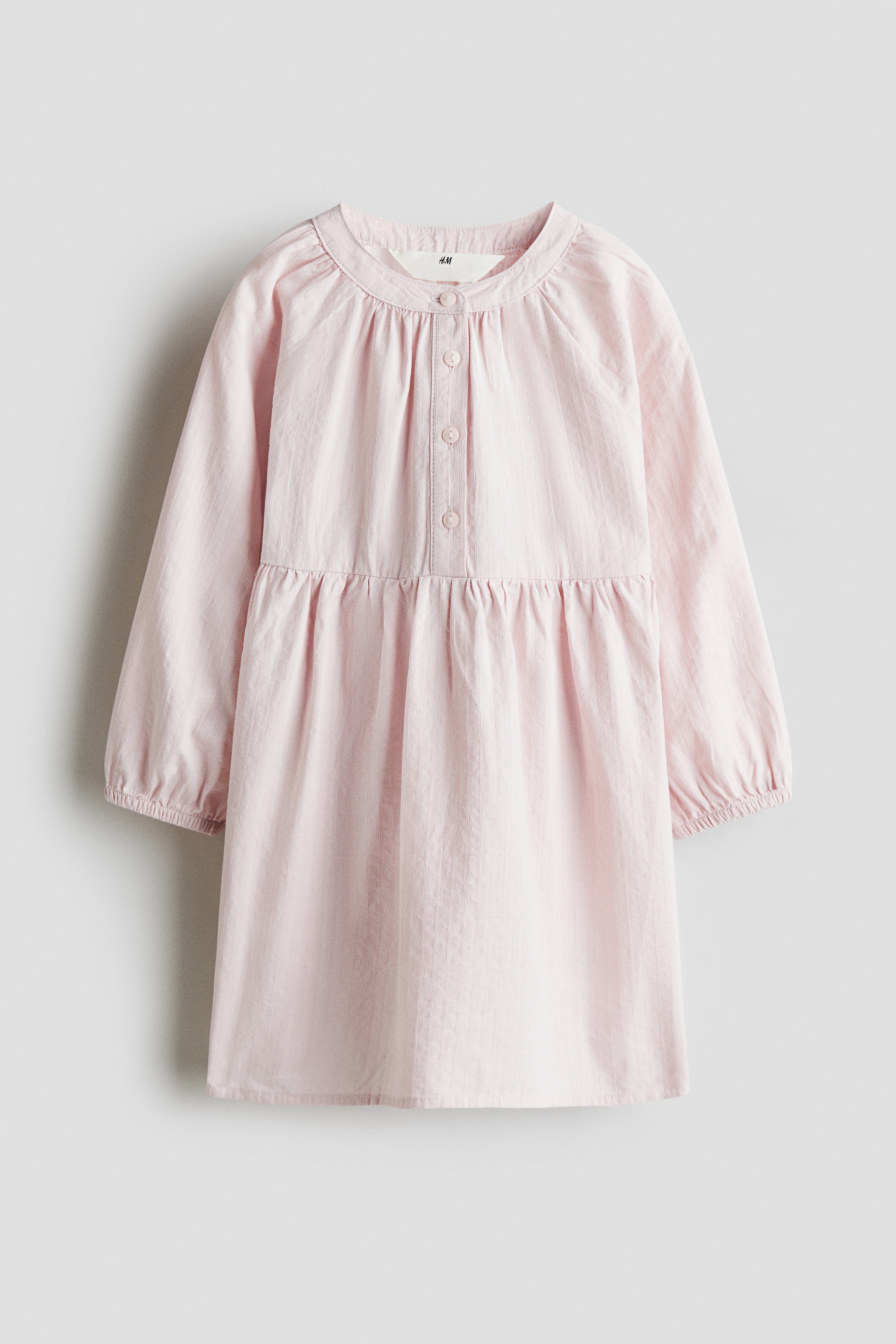 寬鬆棉質洋裝 - 粉紅色