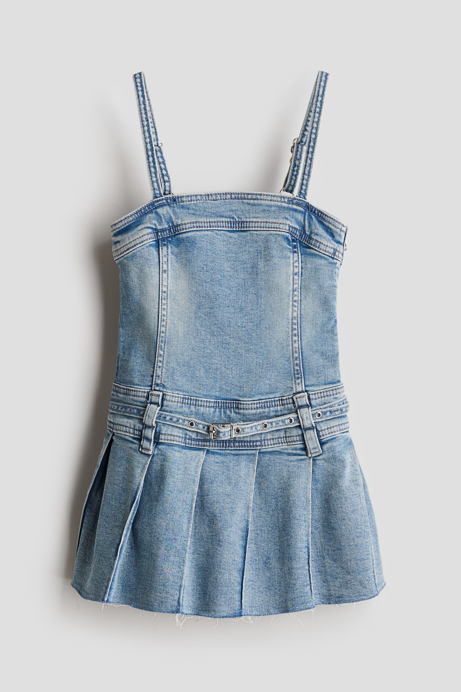 Robe à bretelles fines en denim - Bleu denim - 1