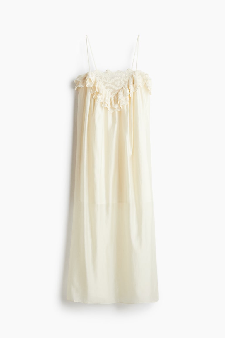 Women's Cream Lace-Trimmed Slip Dress | H&M US
