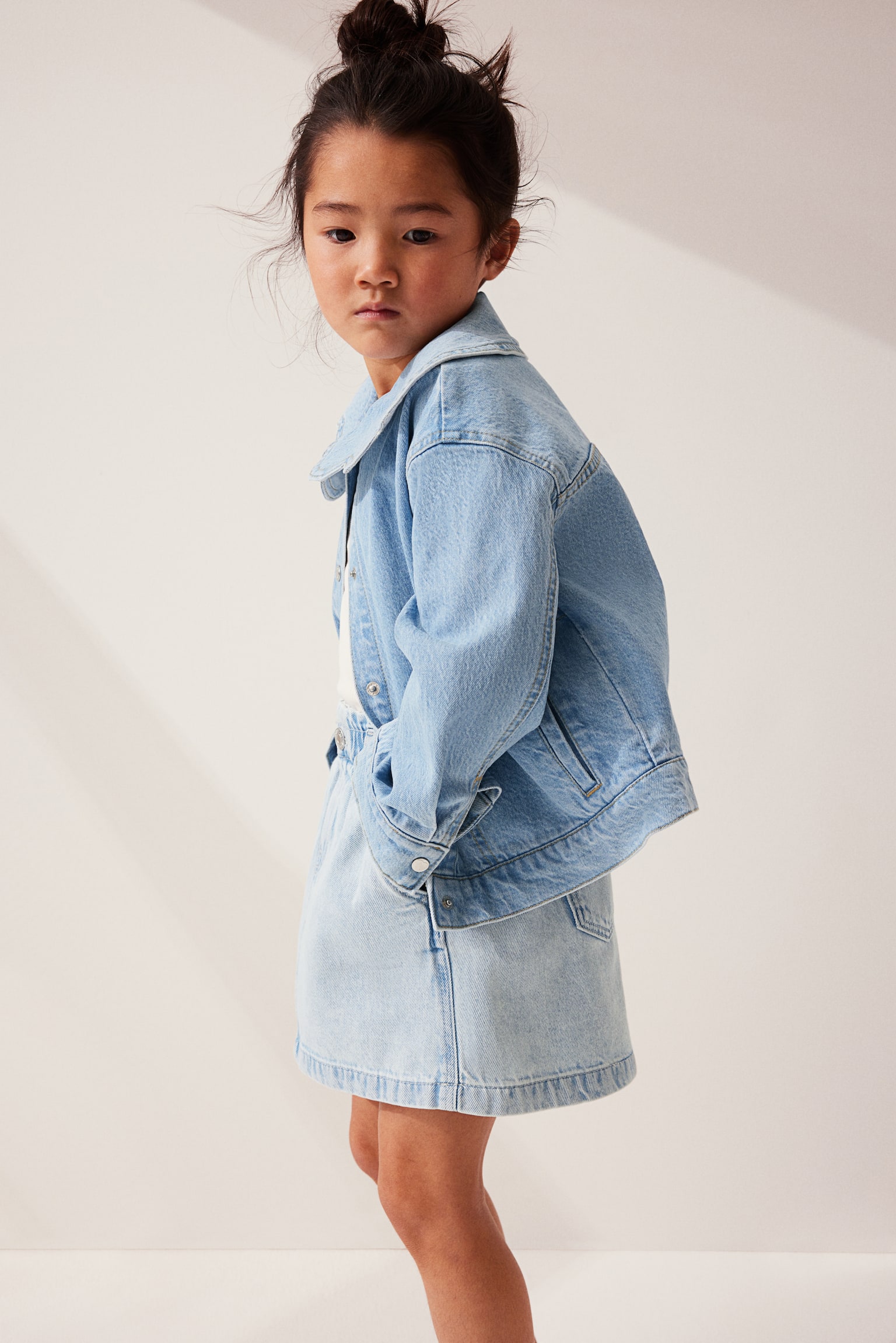 Denim paper bag skirt - Light denim blue - 5