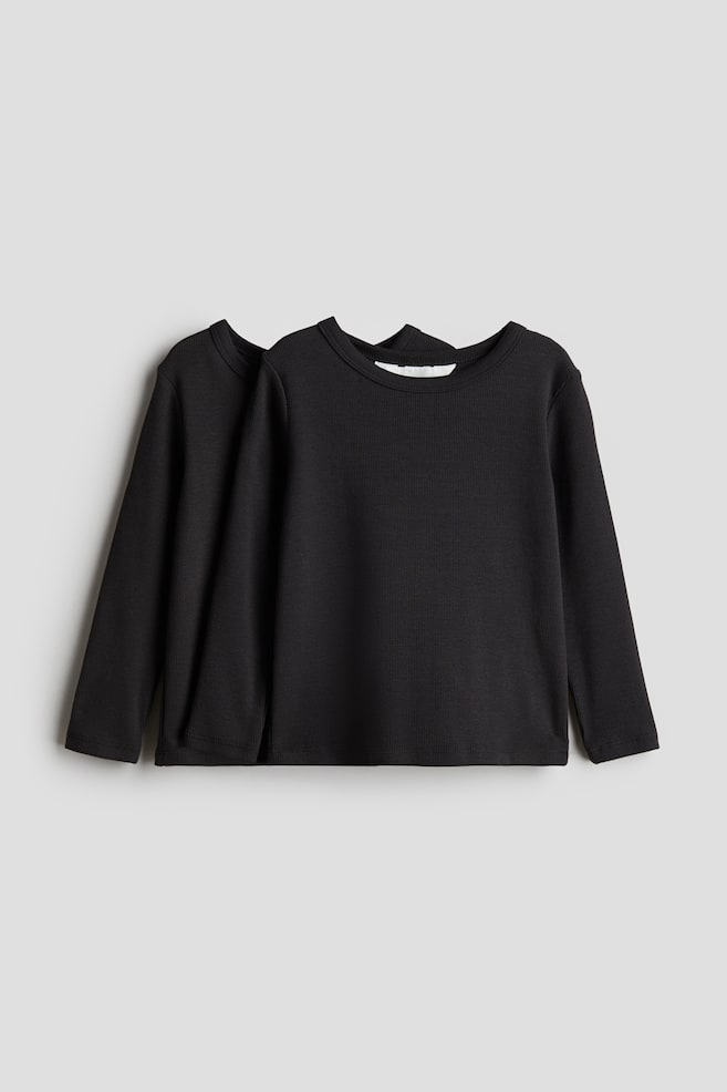 2-pack Ribbed Cotton Tops - Dark gray - 1