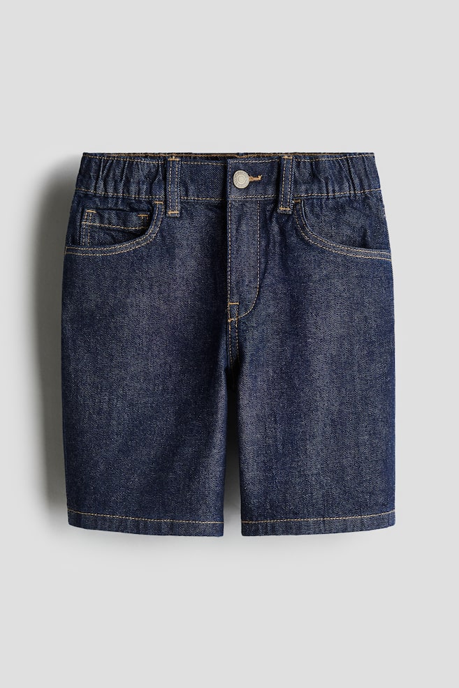 Loose Fit Denim Shorts - Dark denim blue - 1