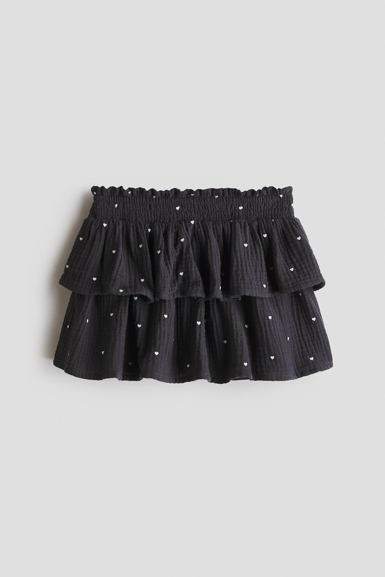 Tiered skirt - Dark grey/Hearts/Light pink/Floral