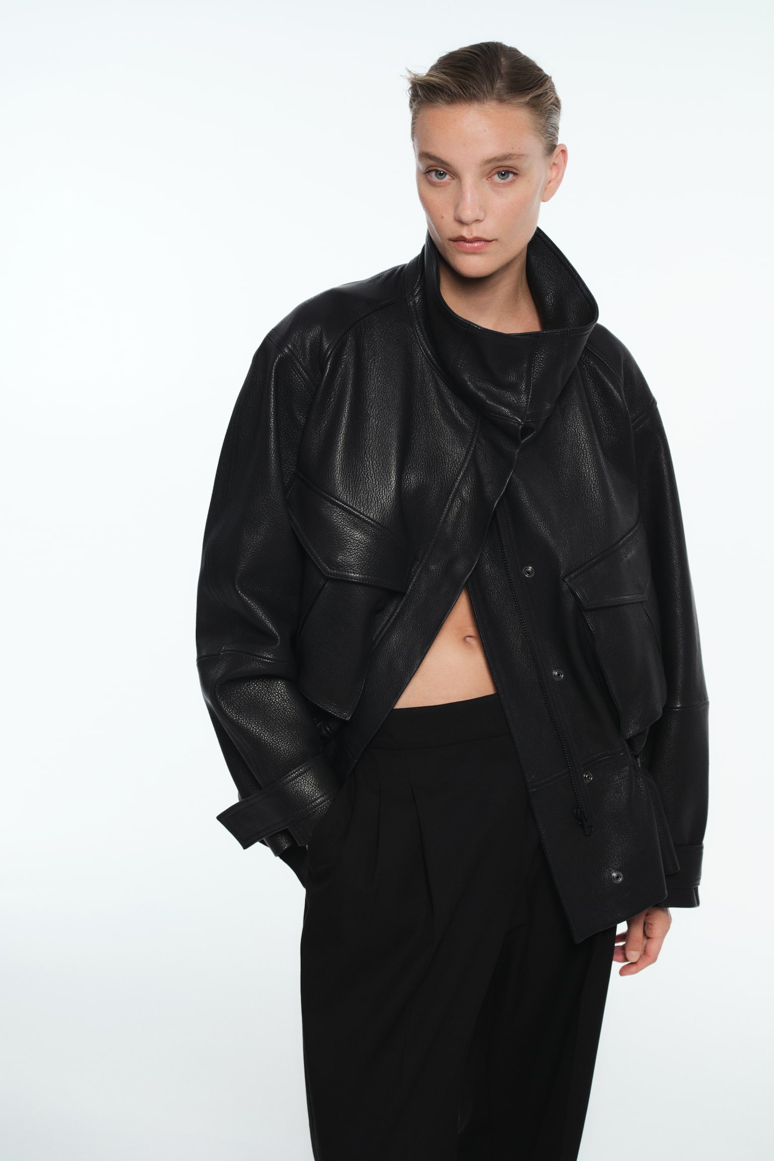 Женские брюки H&M Dressy Barrel-Leg, цвет: Чёрный — фото 3