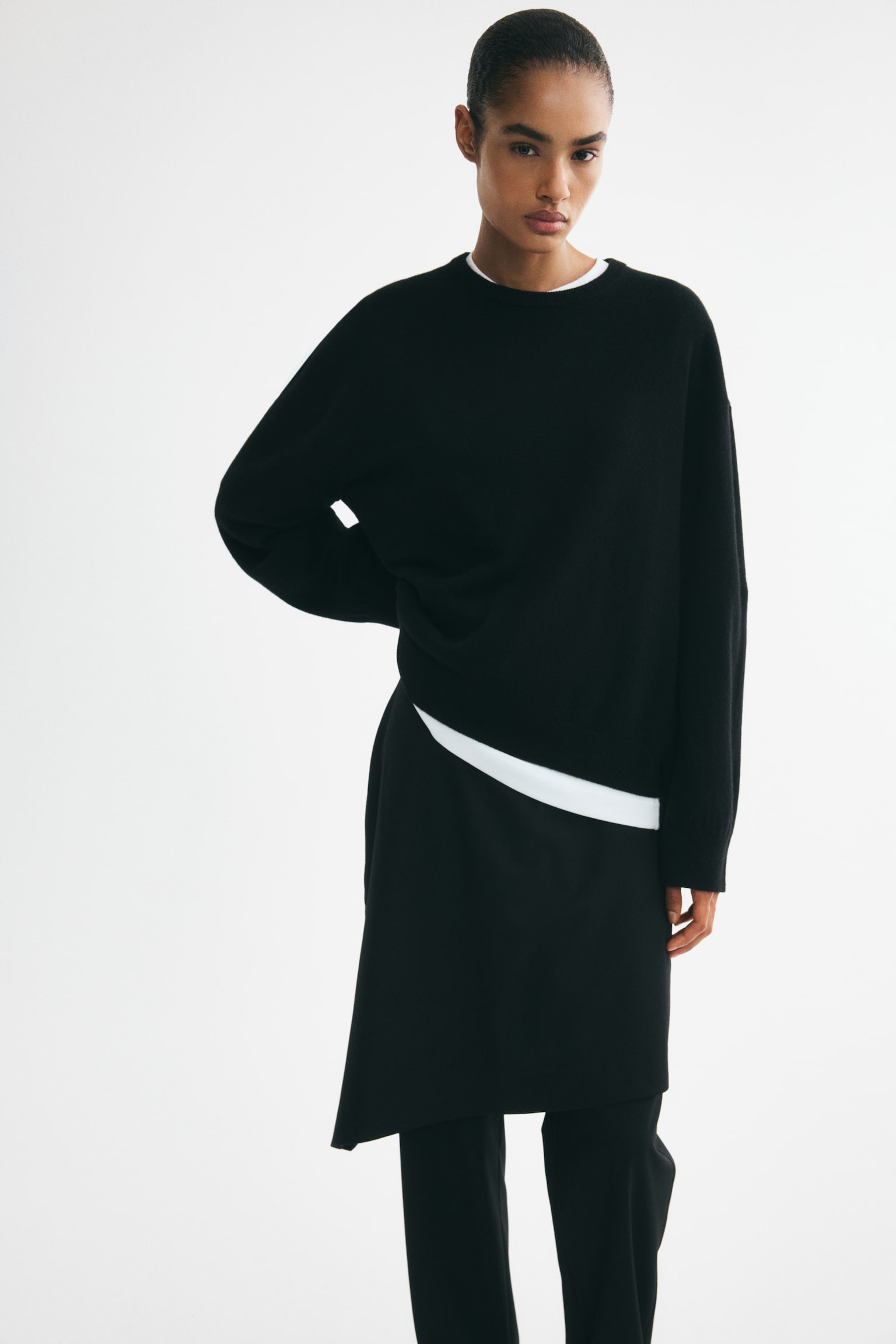 Женский свитер H&M Fine-Knit Cashmere, цвет: Чёрный — фото 4