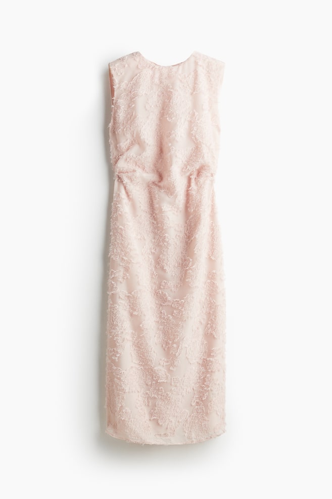 Kleid aus Jacquardstoff - Puderrosa/Weiß - 1