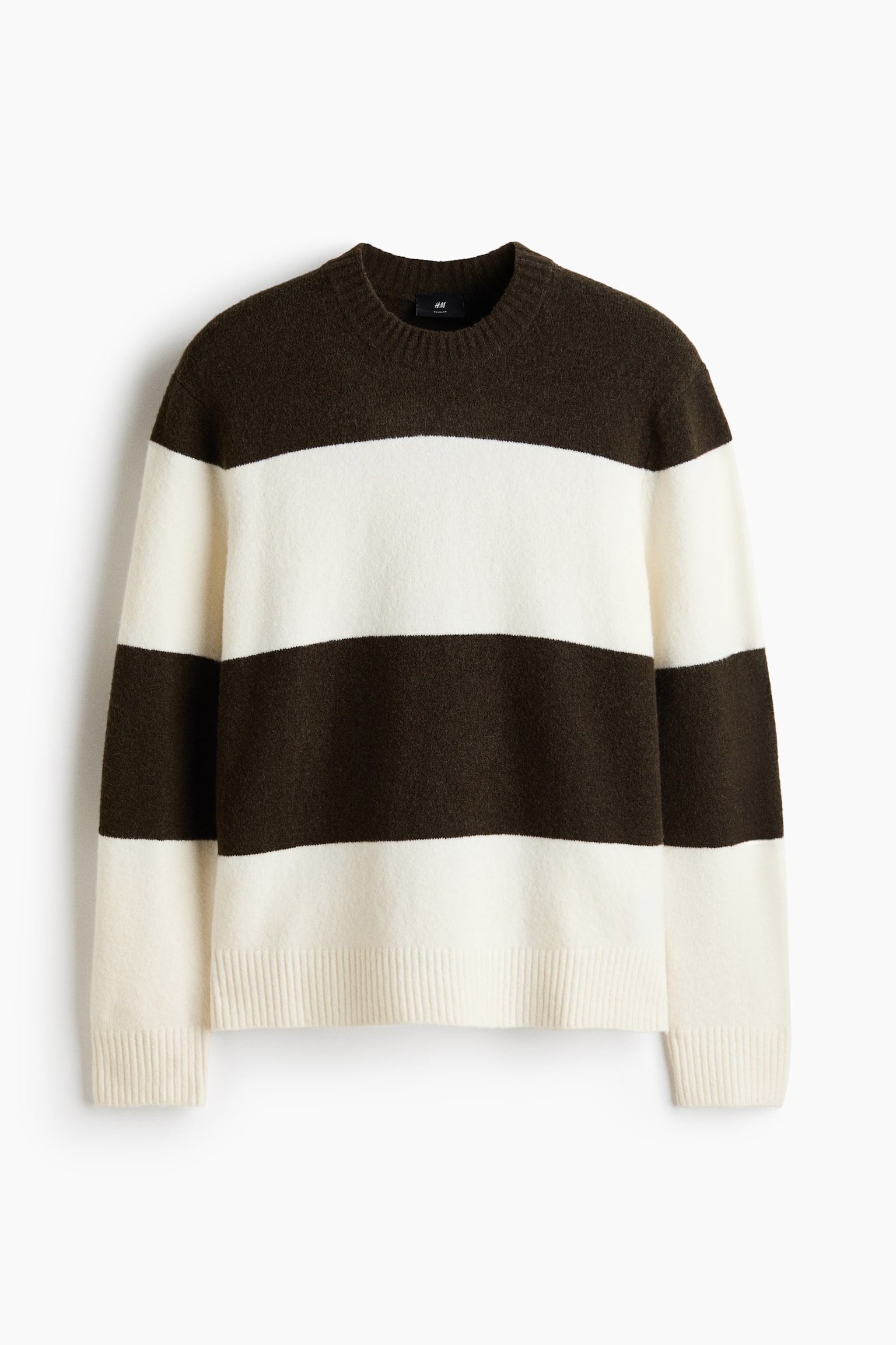 Regular Fit Knitted jumper - Dark khaki green/Striped