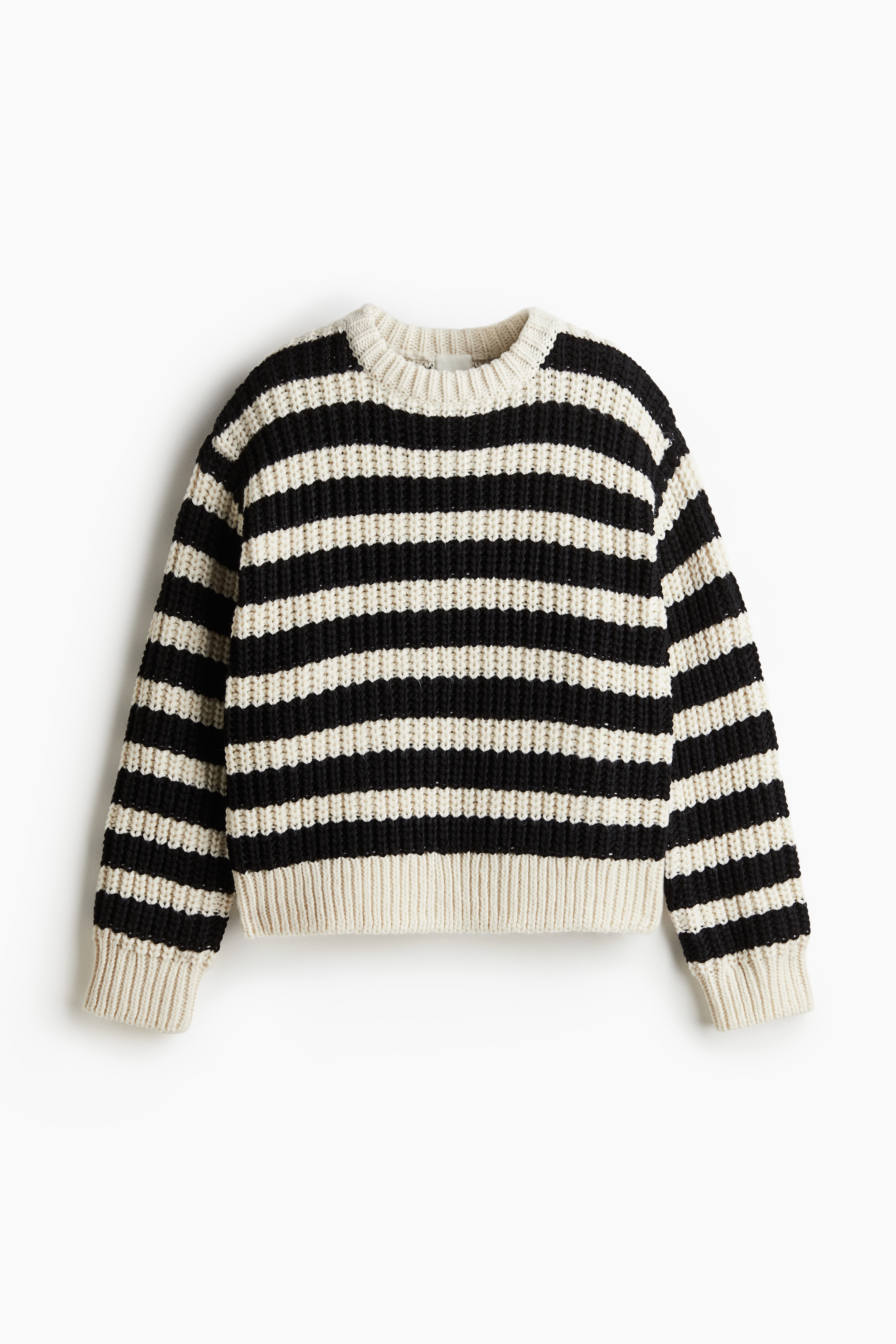 H & M - オーバーサイズ リブニットセーター - ブラック