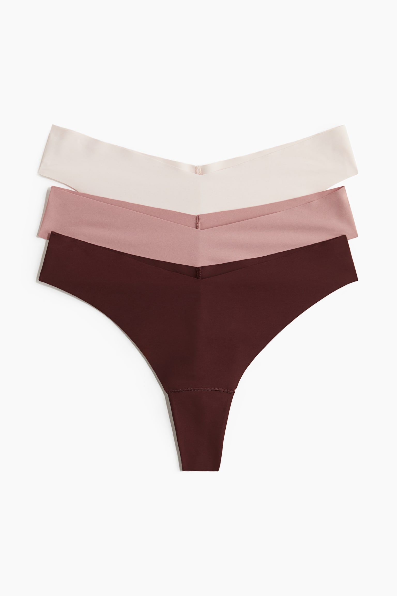 3-pack invisible Brazilian briefs - Burgundy/Powder pink/Old rose/Beige/White/Black/Dark brown/Black/Pigeon blue/Cream/Beige/Cream/Beige/Dark beige/Pigeon blue/Beige - 2