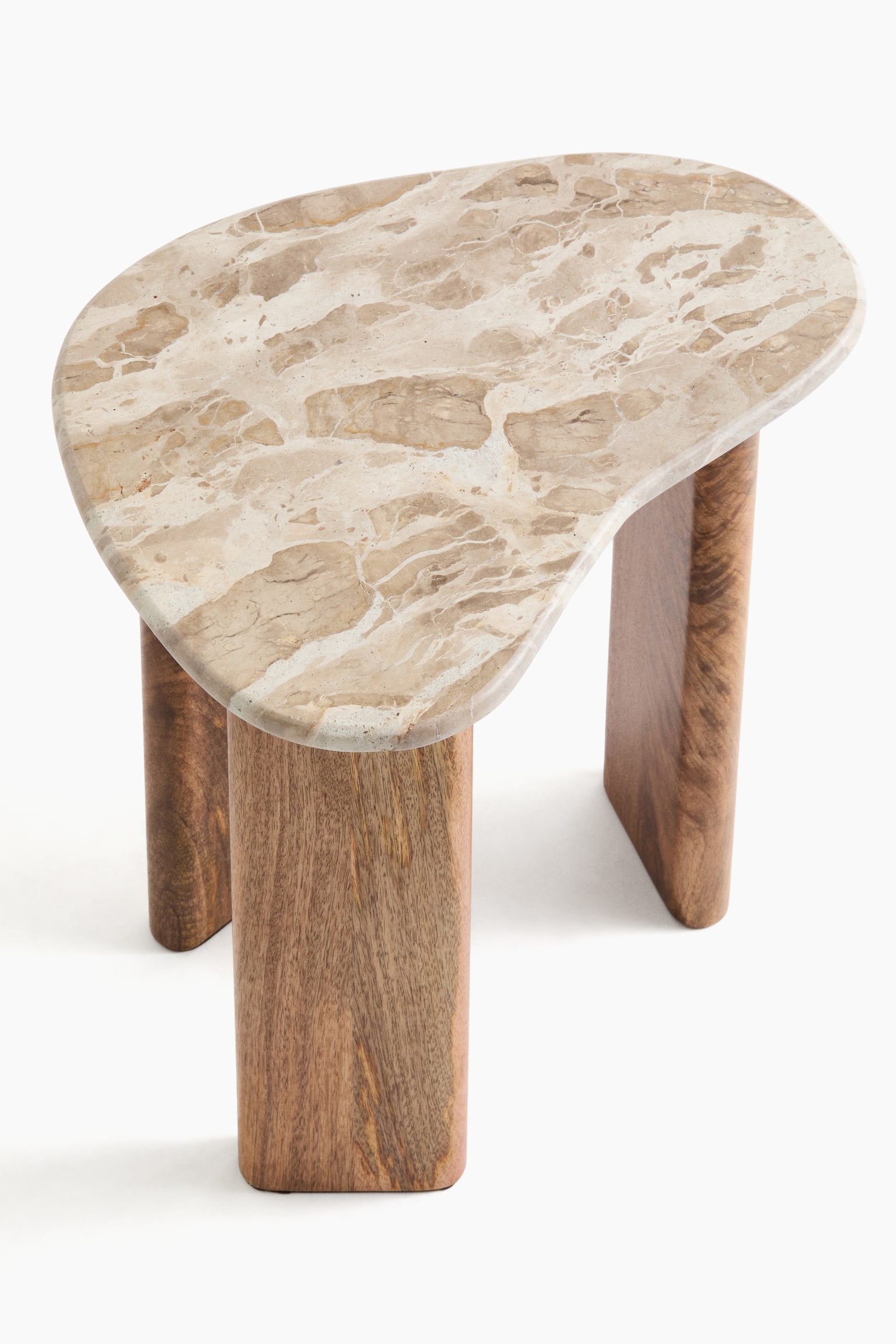 Marble-top side table - Beige/Brown/Beige/Dark brown - 4