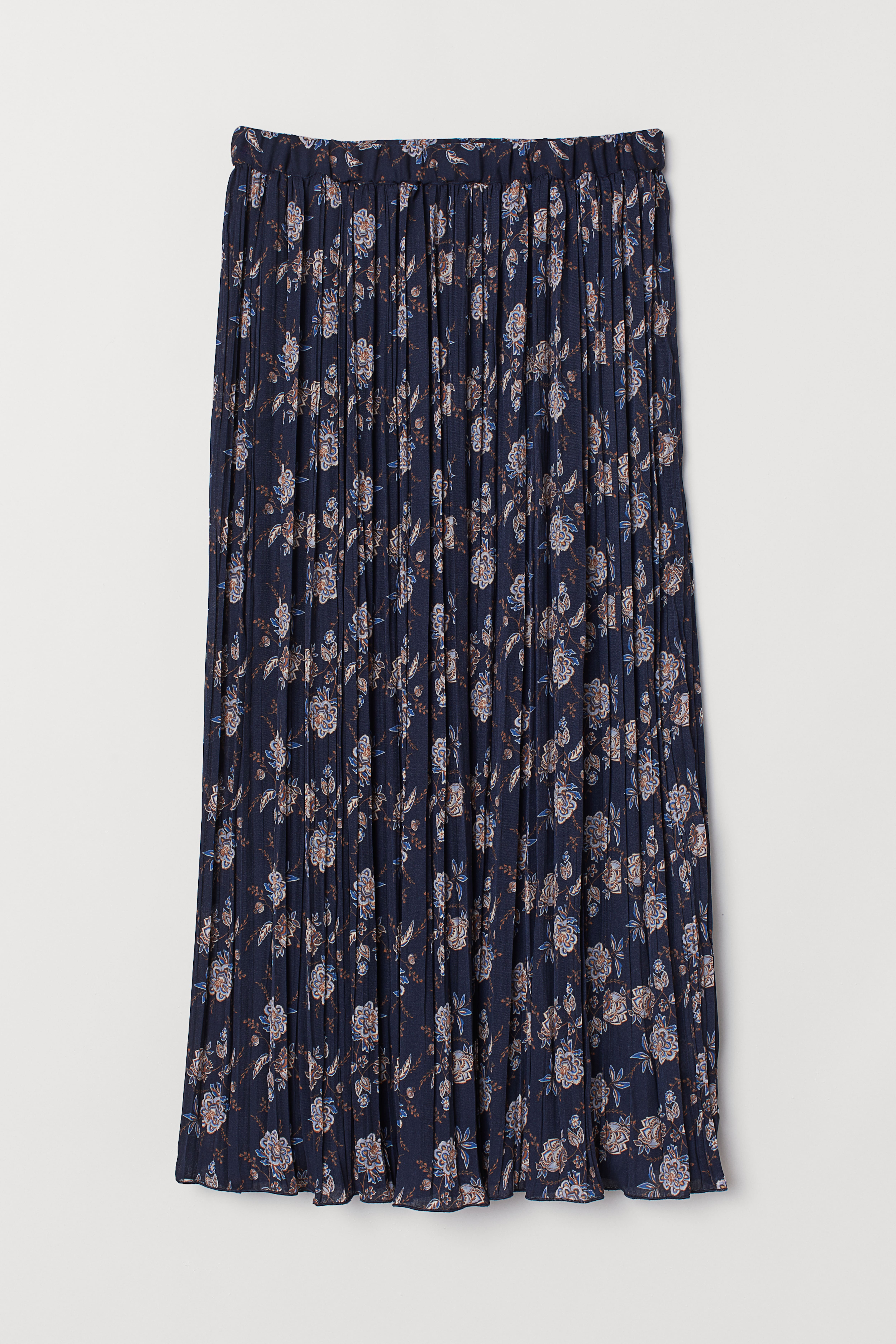 H&m blue floral midi skirt best sale