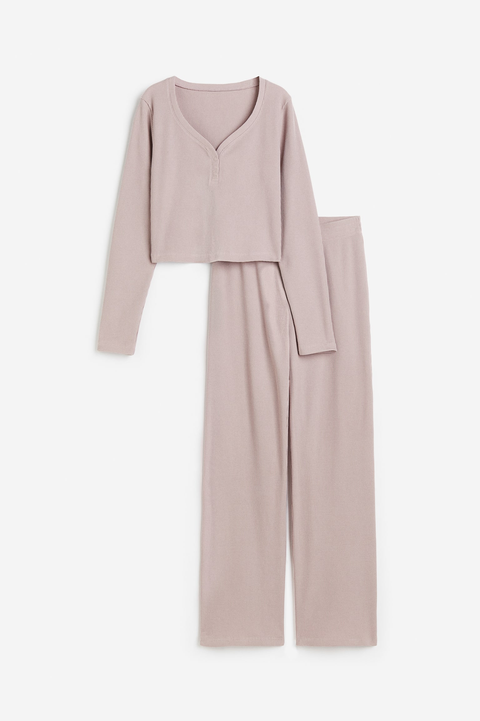 Waffled pyjamas - Dusty pink - 1