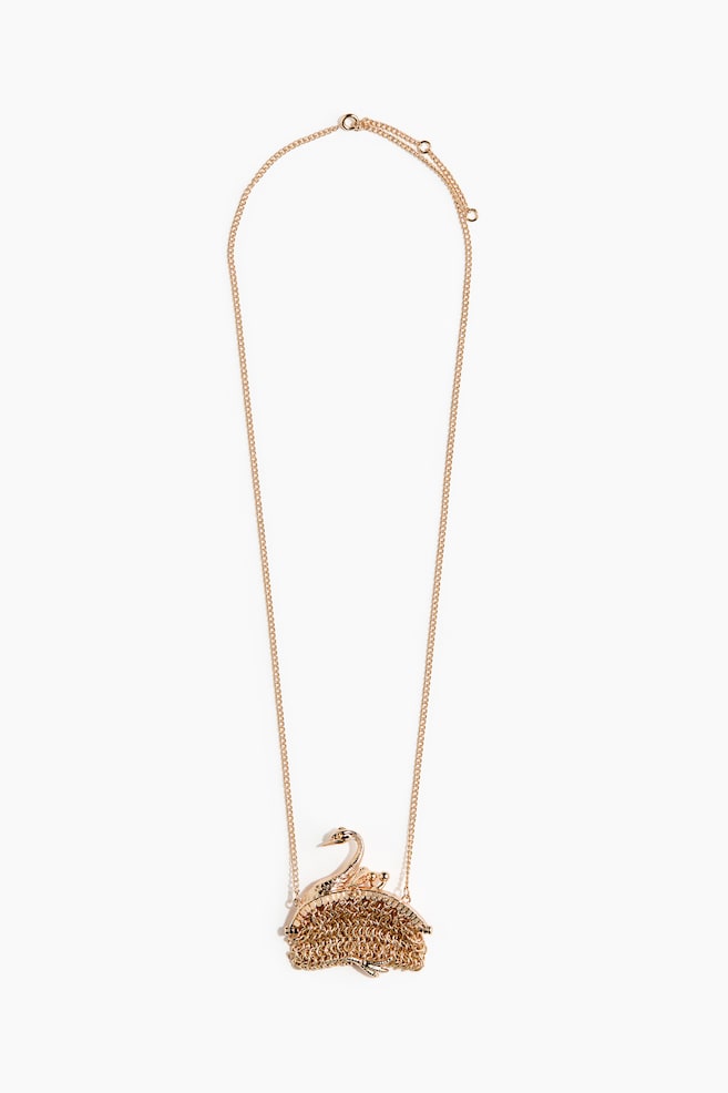 Purse-pendant necklace - Gold-coloured/Swan - 1