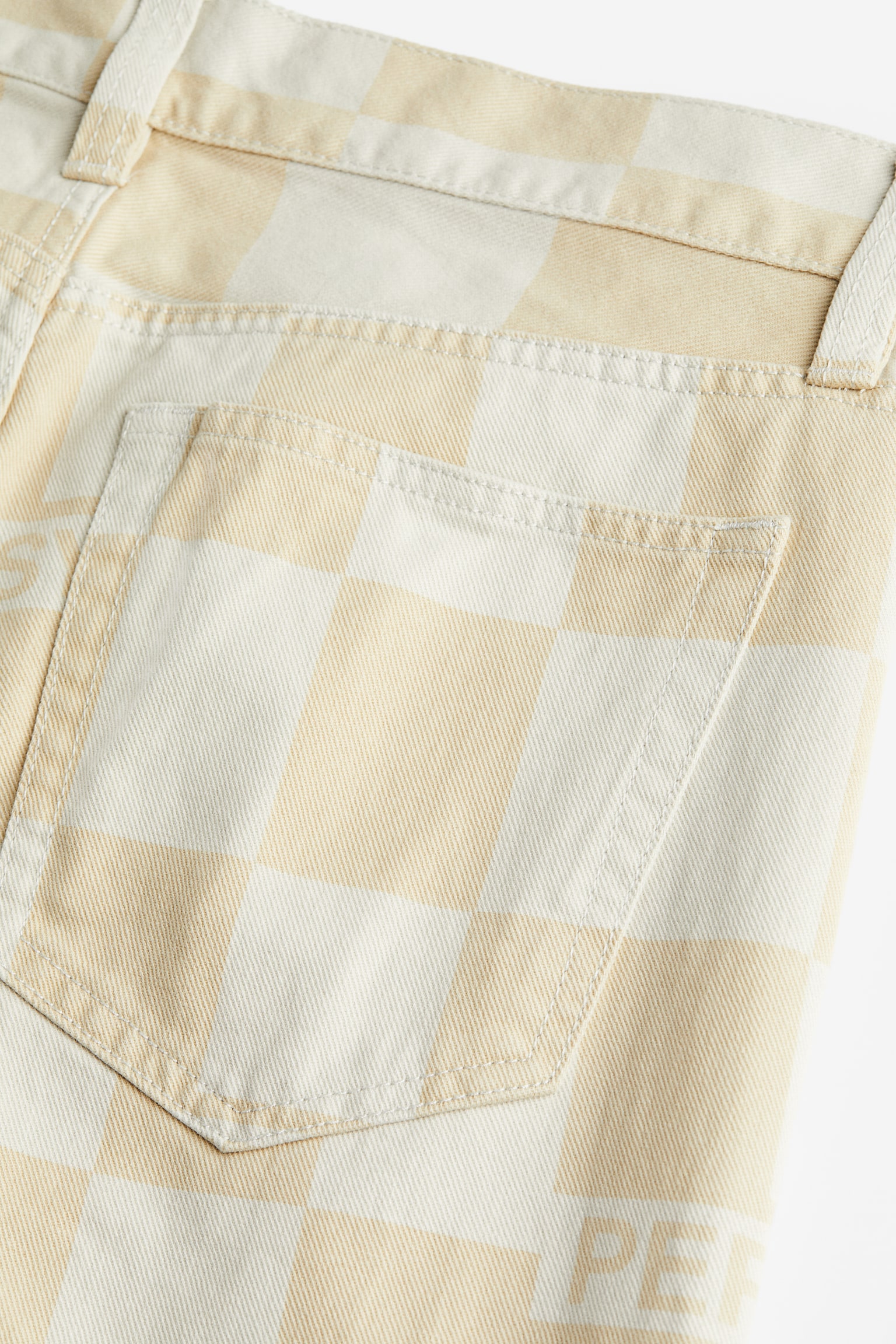 Loose Fit Patterned twill trousers - Beige/Checked - 2