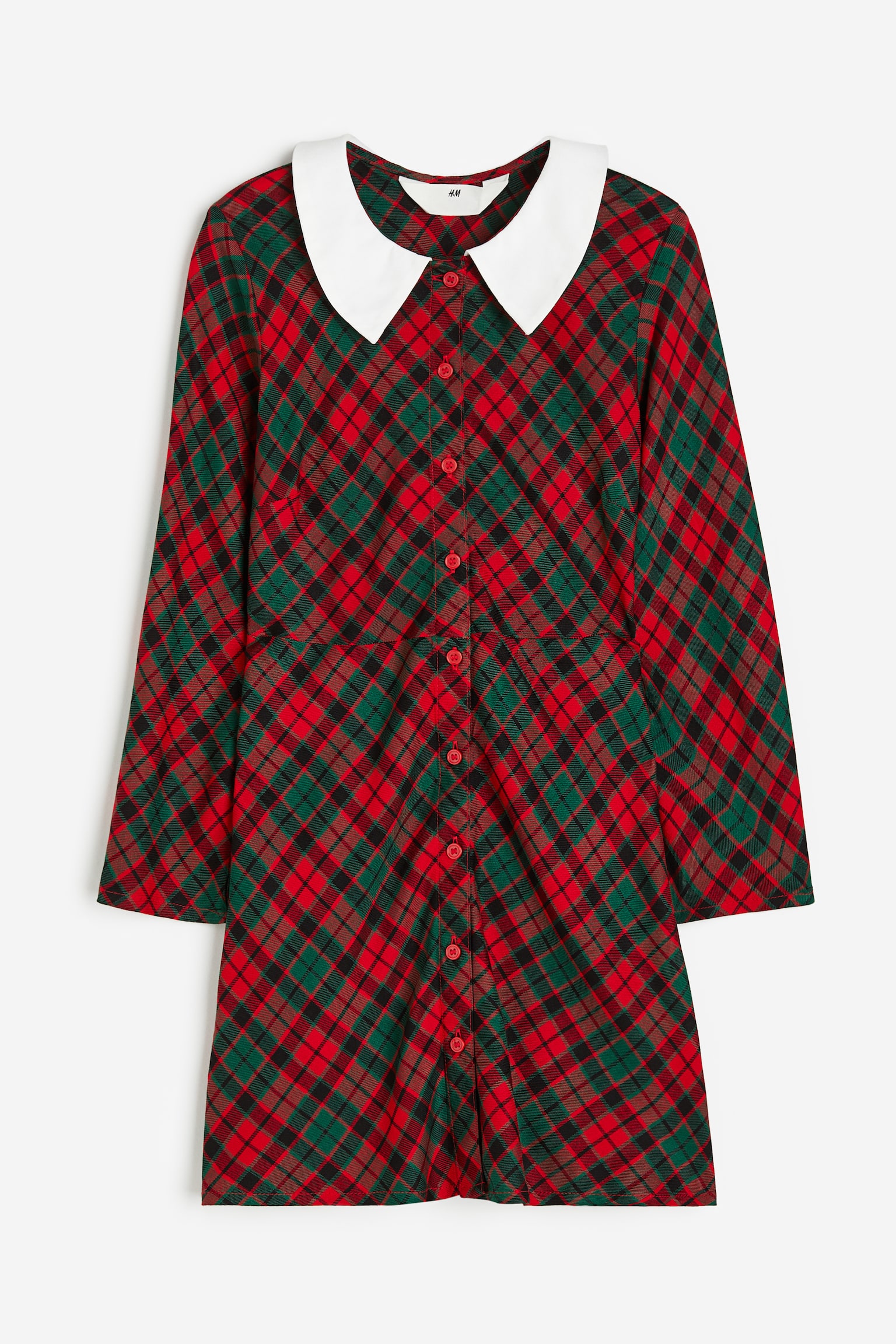 Patterned shirt dress - Red/Checked - 1