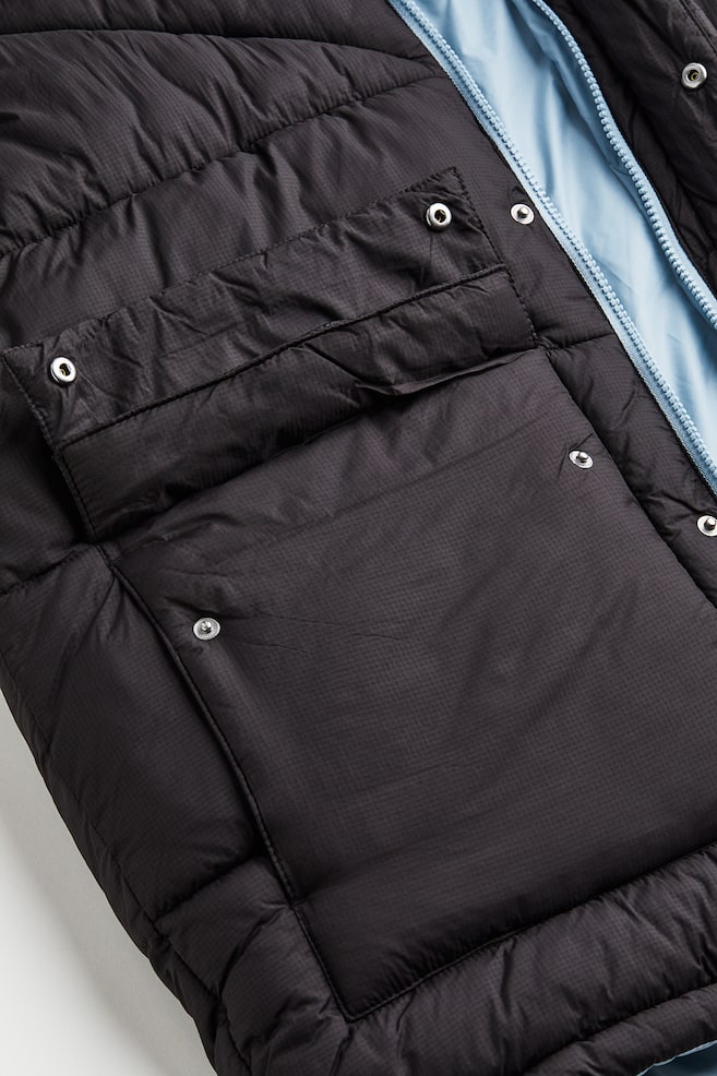 Reversible insulated puffer jacket - Black/Light blue - 4