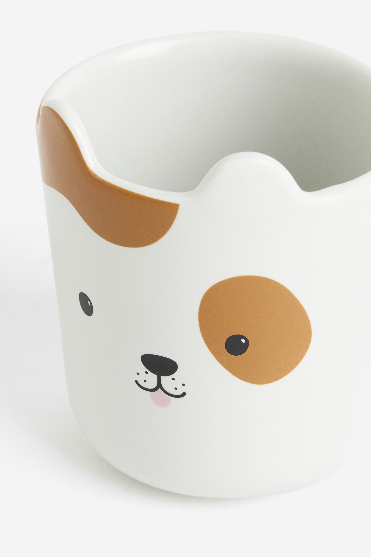 Motif-detail porcelain mug - White/Dog/Light beige/Leopard/White/Mouse - 4