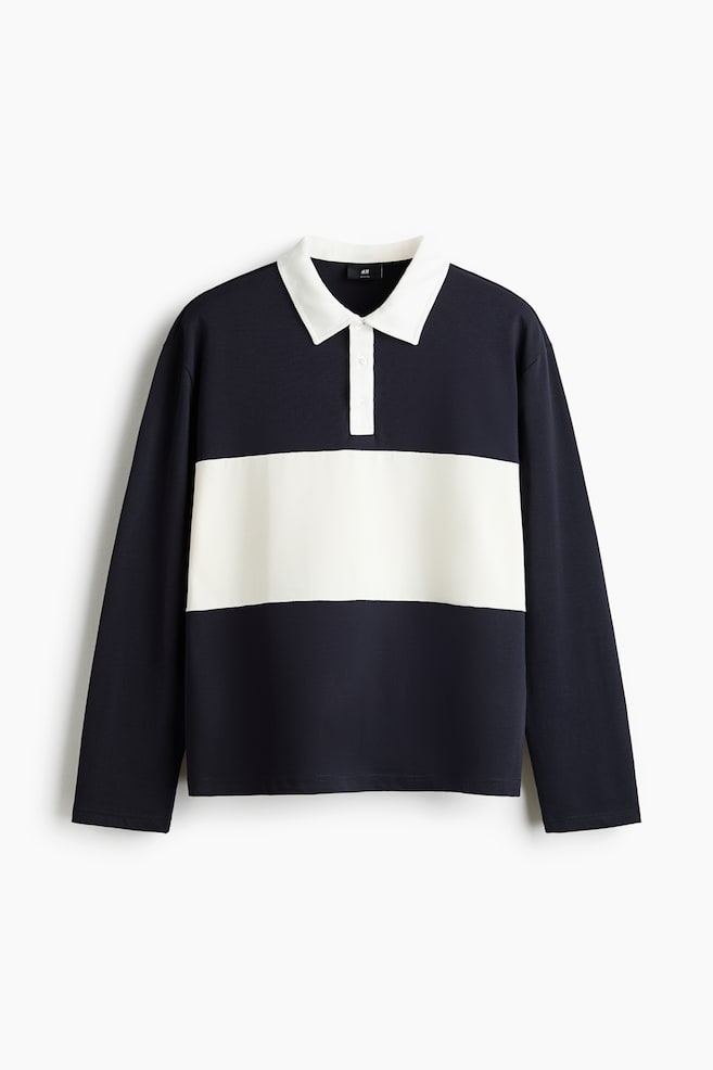 Maglia da rugby in cotone Regular Fit - Blu navy/color block/Grigio mélange/color block - 1