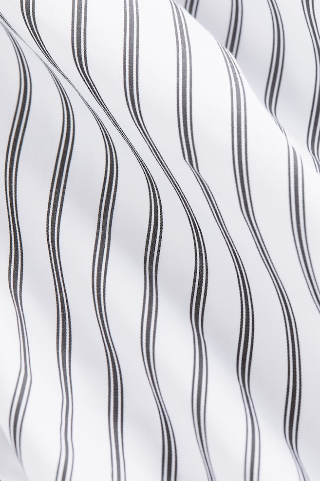 Bow-detail cotton dress - White/Black striped - 5