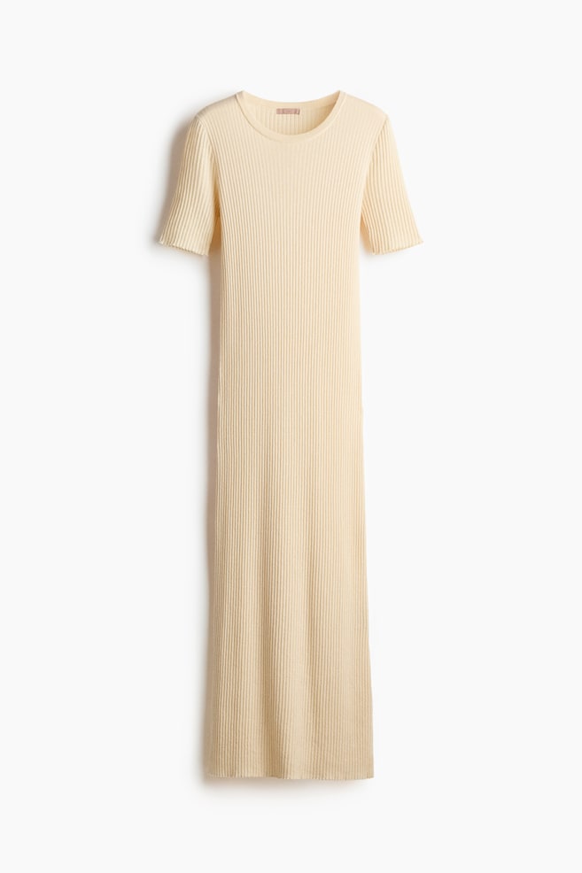 Rib-Knit T-Shirt Dress - Pale yellow - 1