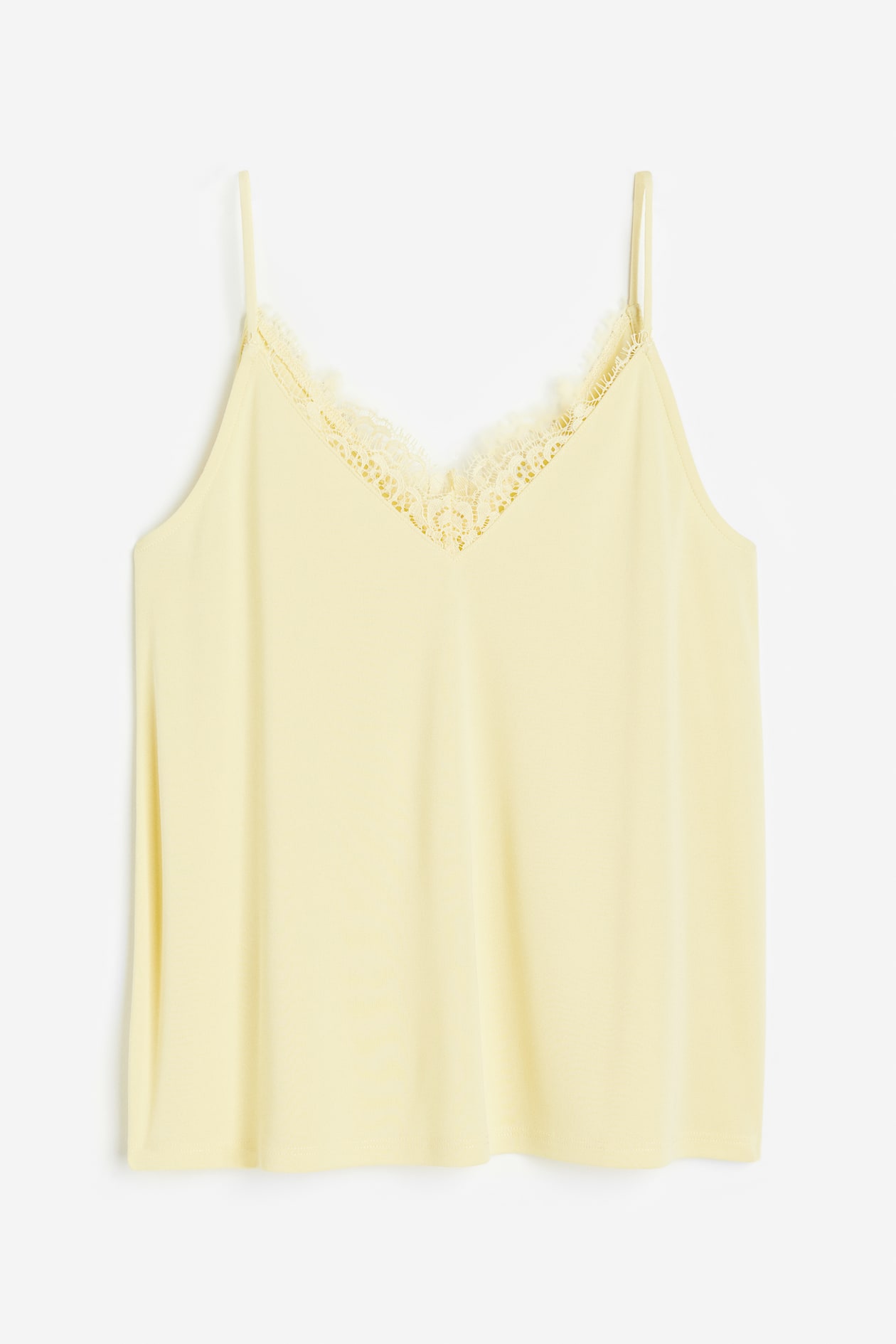 Lace-trimmed Camisole Top - Low-cut Neckline - Sleeveless - Light ...