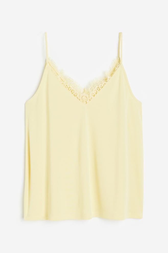 Lace-trimmed cami top - Light yellow/Black/Cream/Turquoise/dc/dc - 2