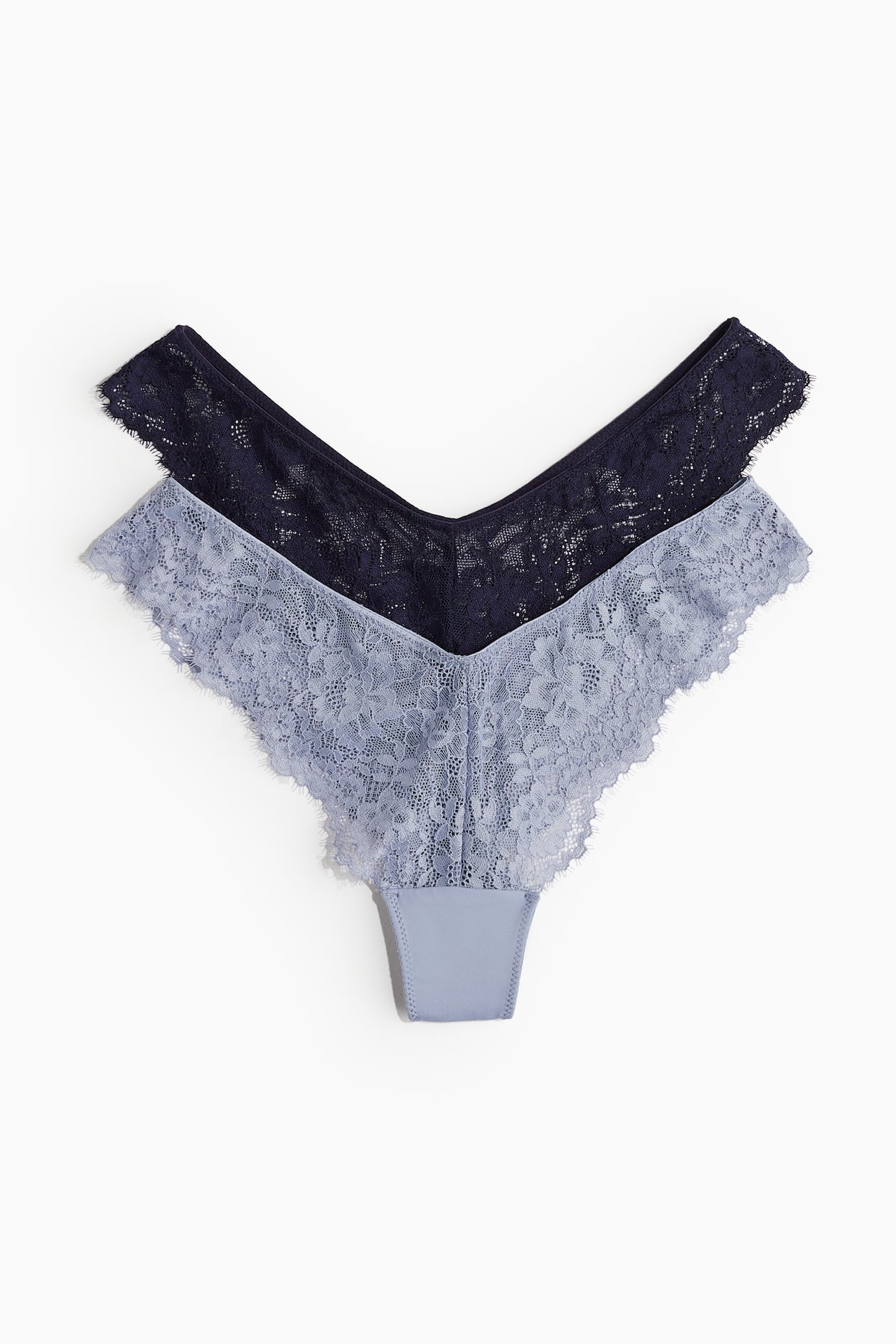 Women's Navy blue/dusty blue 2-pack Lace Brazilian Briefs | H&M US