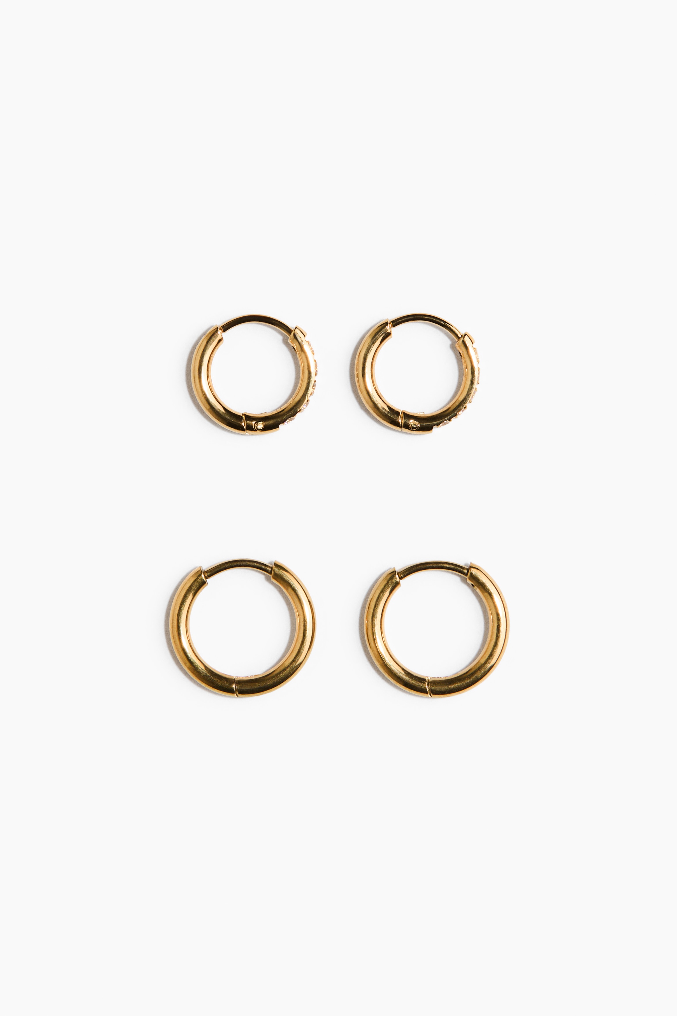 2 pairs waterproof hoop earrings - Gold-coloured
