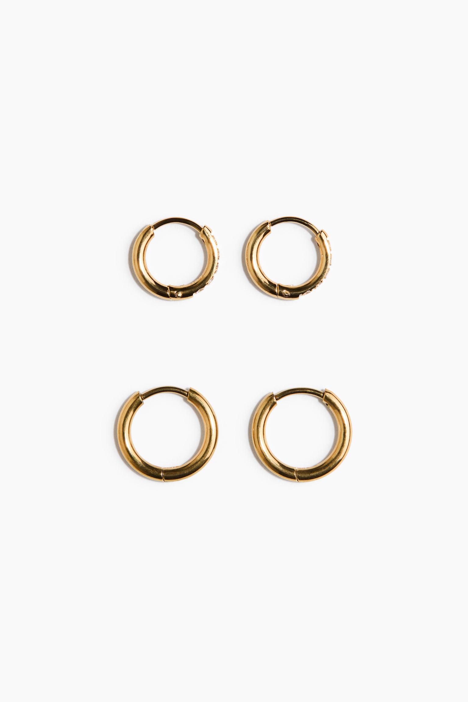 2 pares de brincos de argola à prova de água - Dourado - 1