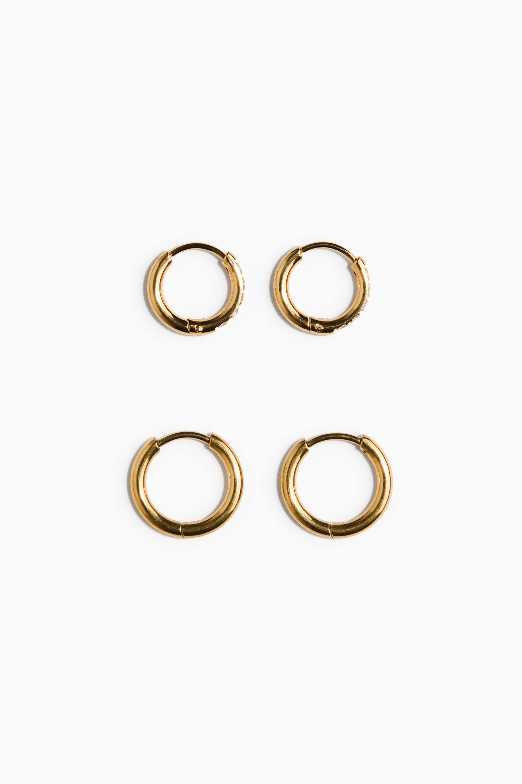 View larger image: 2 pairs waterproof hoop earrings - Gold-coloured - Ladies | H&M 1