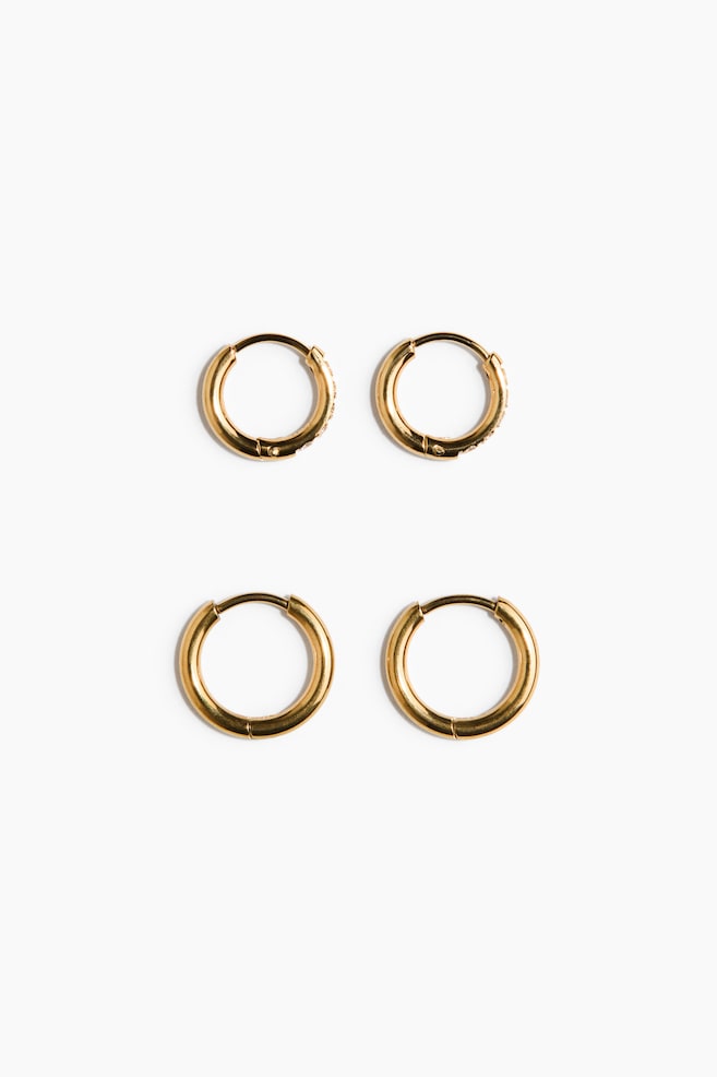 2 pairs waterproof hoop earrings - Gold-coloured - 1