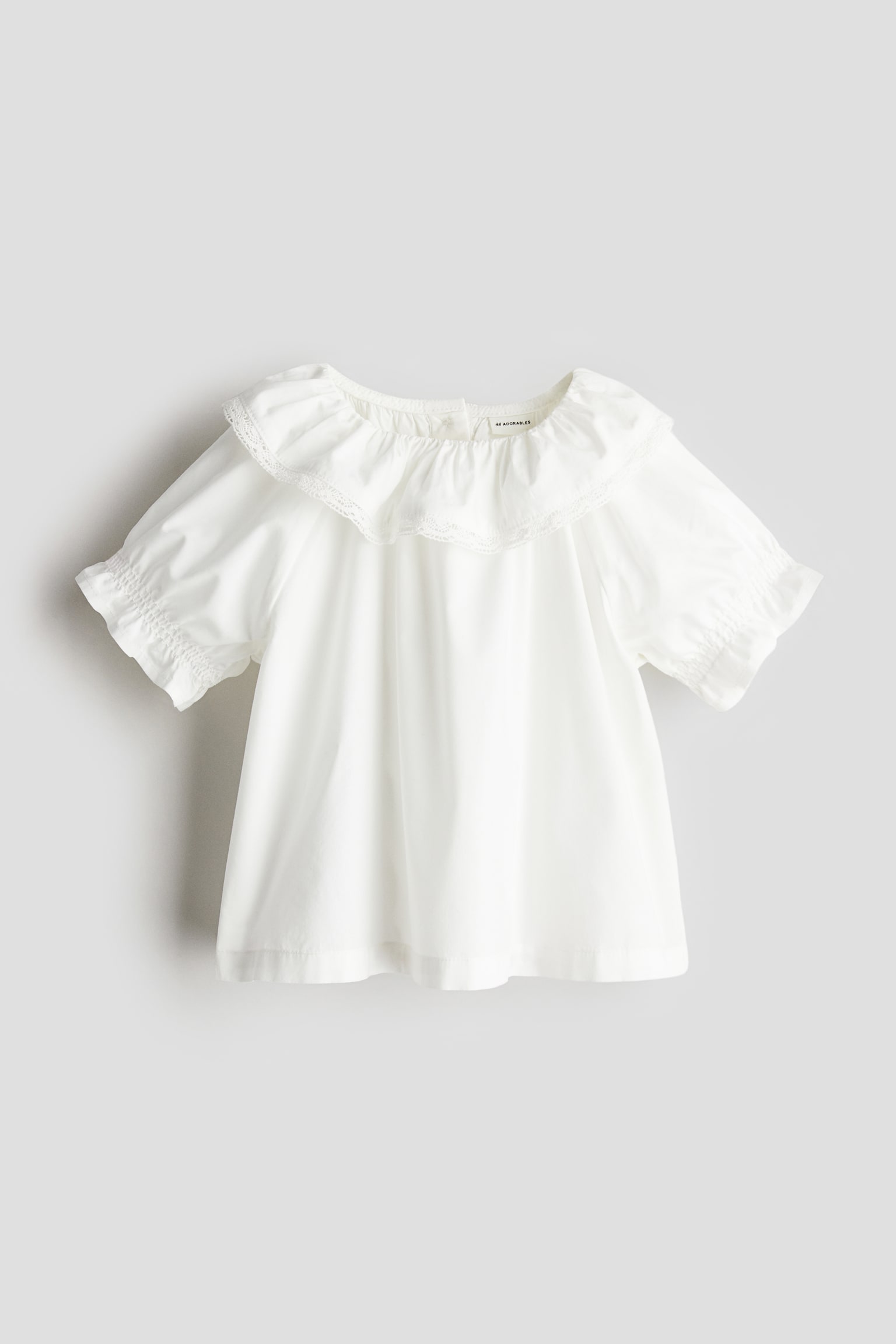 Flounce-collar cotton blouse - White - 1