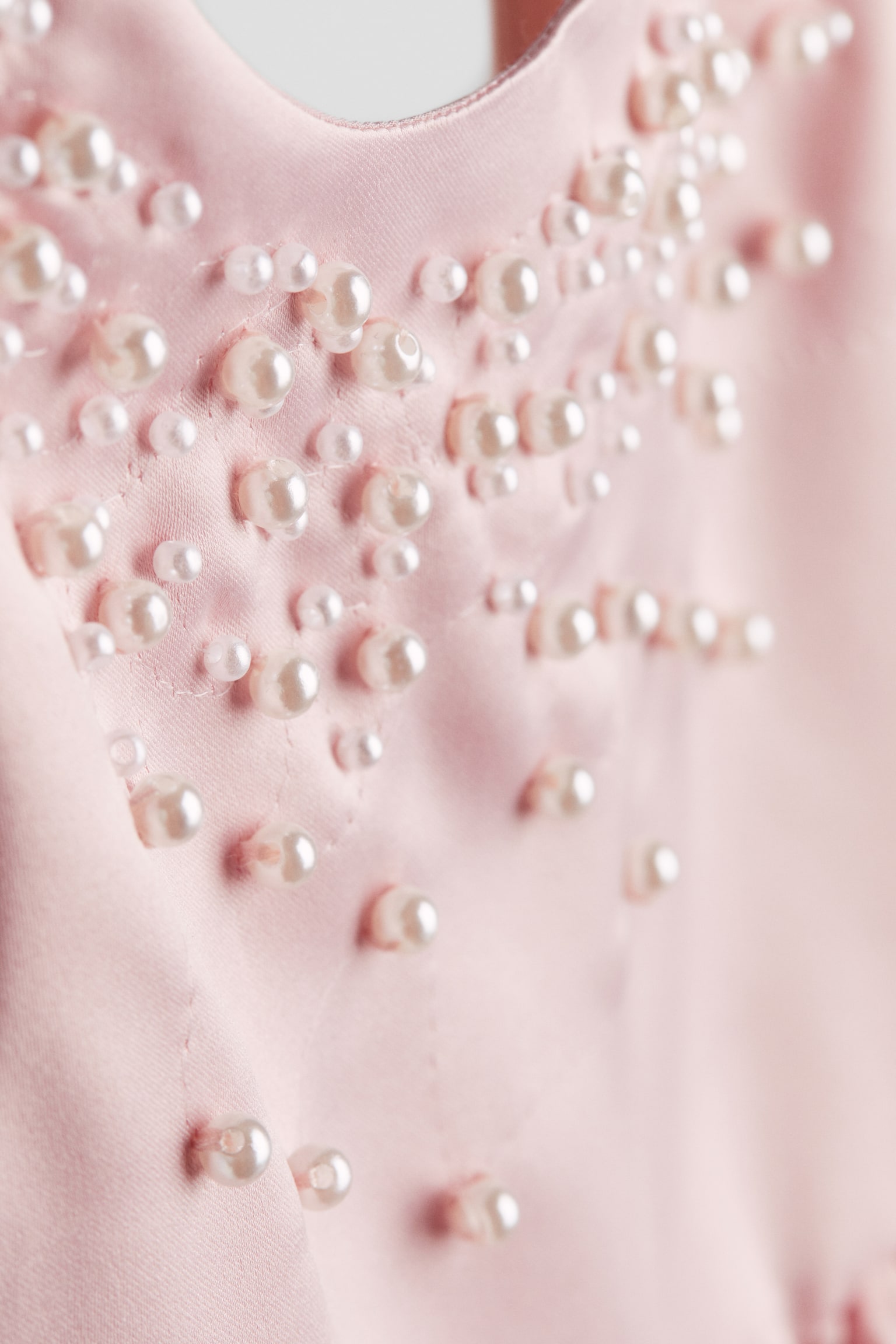 Bead Detail Satin Dress - Light pink - 4