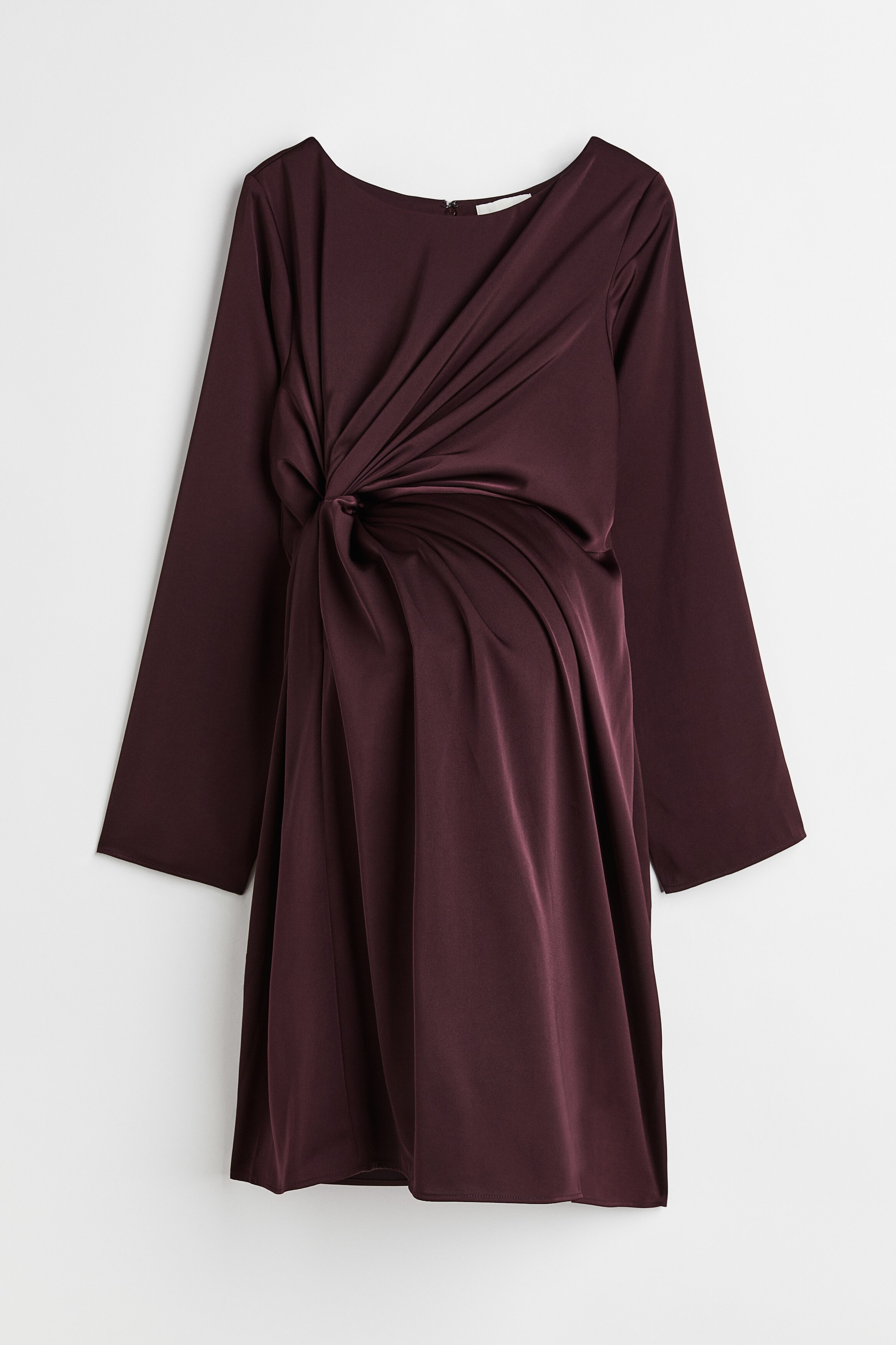 MAMA Draped satin dress - Burgundy - Polyester - Ladies | H\u0026M IE
